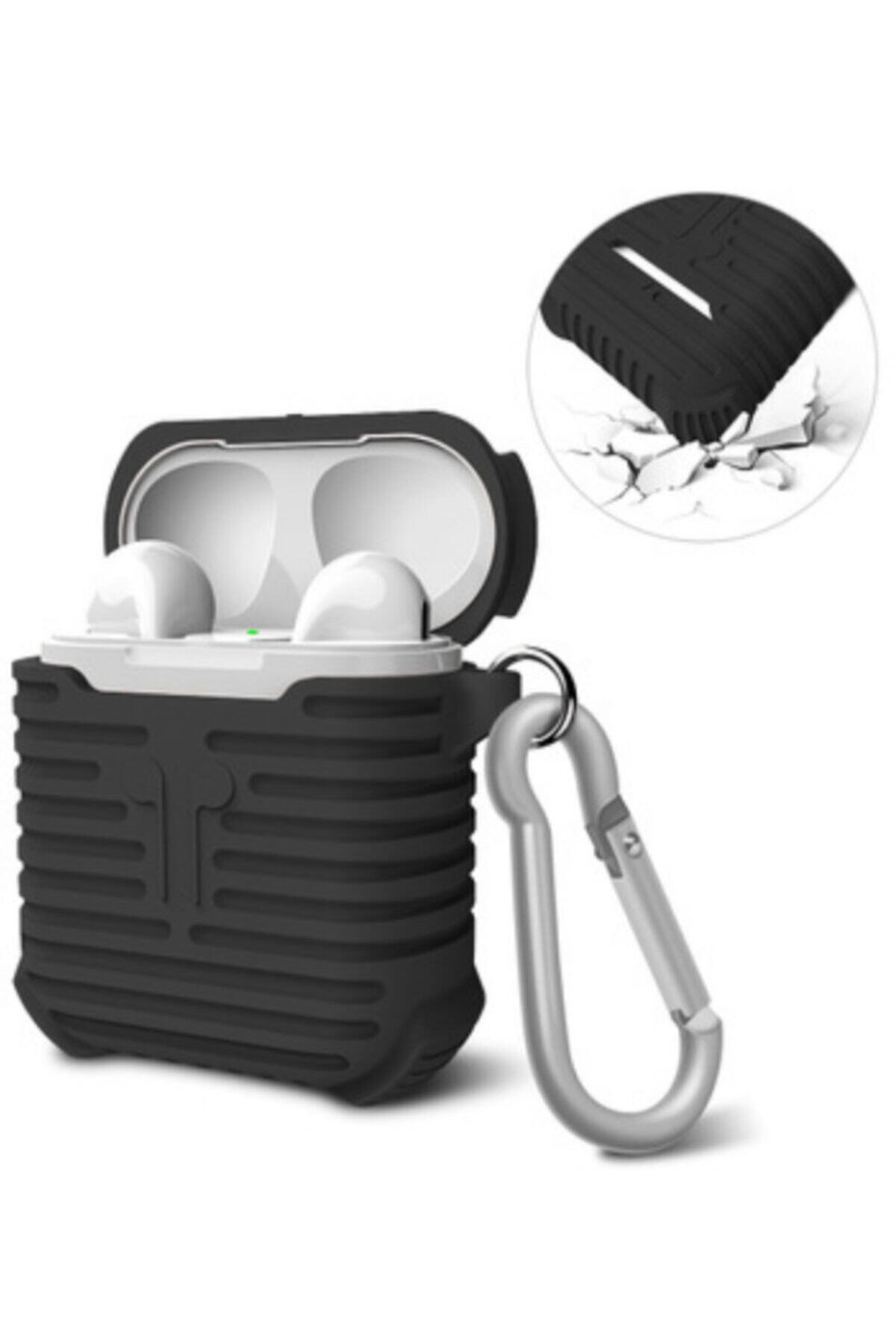 Ally Mobile Apple Airpods Için Sert Darbe Emici Silikon Kılıf Anahtarlıklı