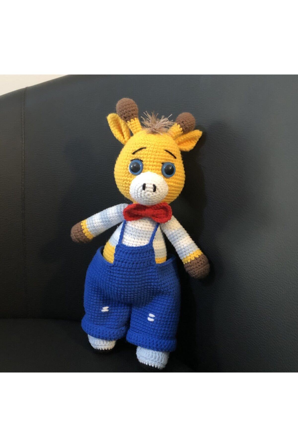 Kare Art Amigurumi Tulumlu Zürafa. Hediyelik Örgü Oyuncak. %100 El Üretimi. Yerli Üretim. Handmade.