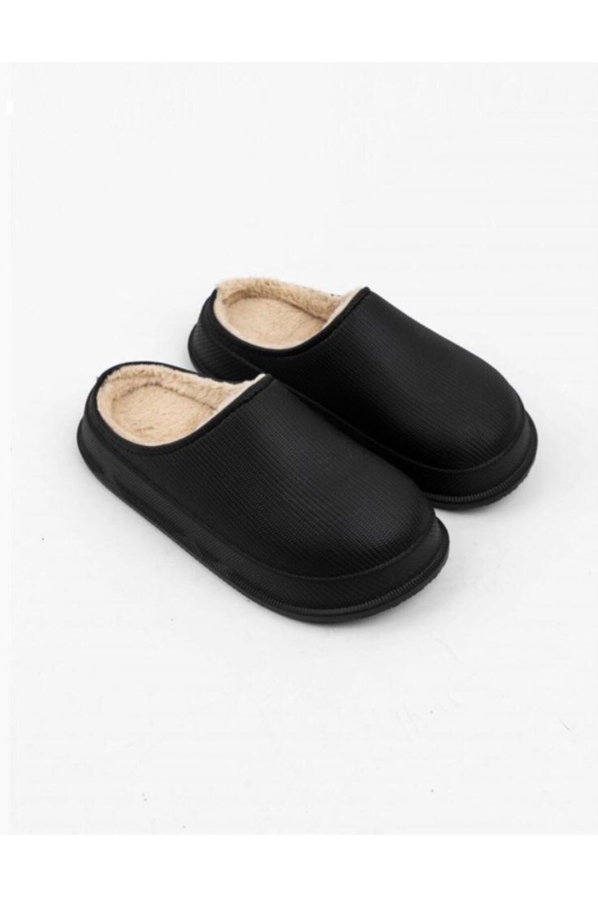 Bulut Shoes Siyah Mat Faylon Taban İçi Tüylü Terlik