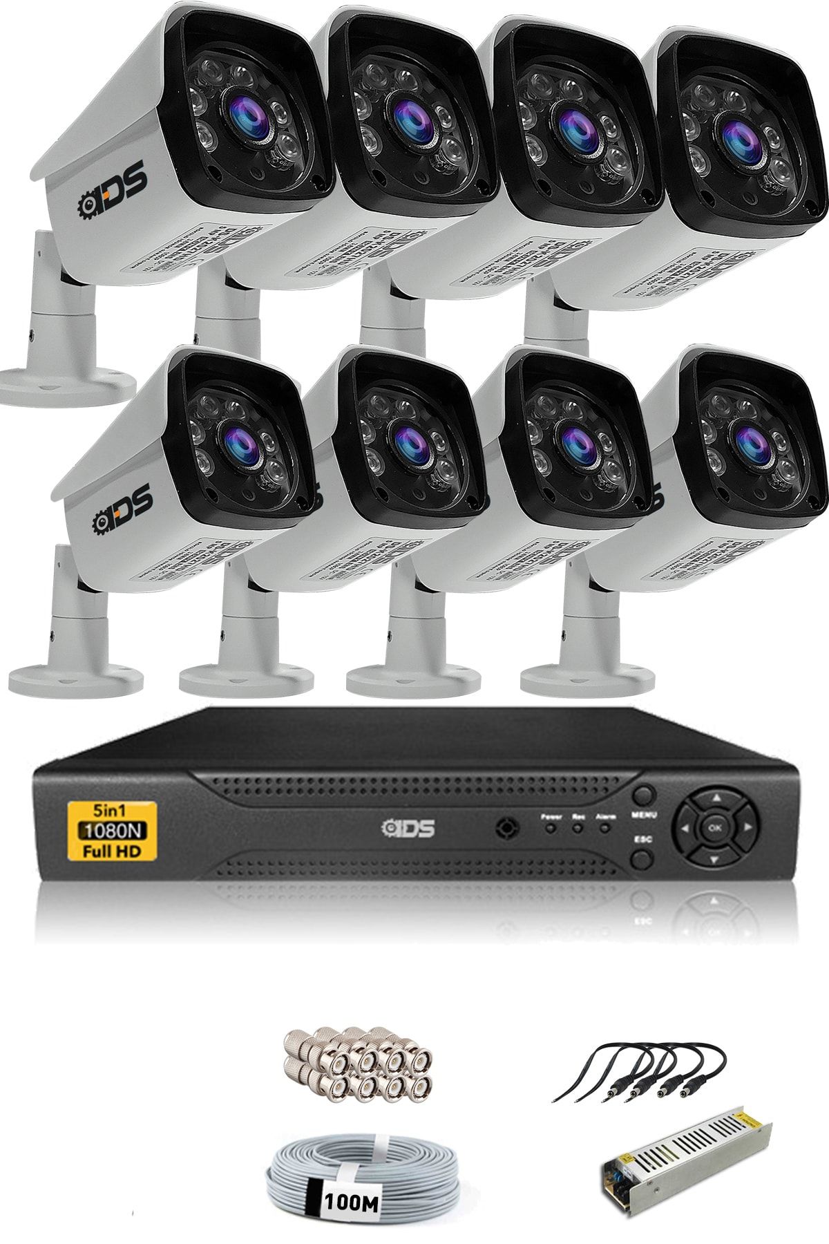 IDS - 8 Kameralı 5mp Sony Lensli 1080p Fullhd Güvenlik Kamerası Sistemi - Hard Disksiz