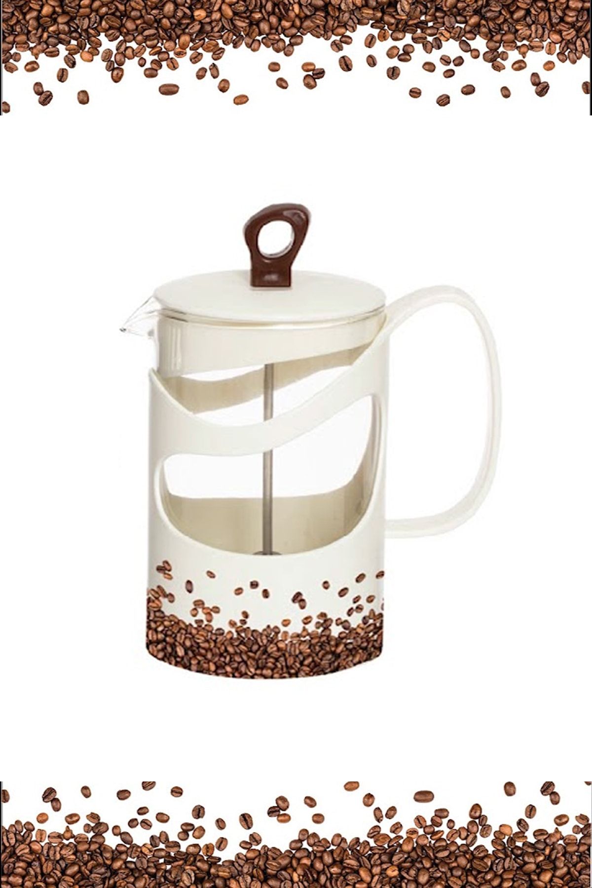 MasterHome 600cc Desenli French Press Bitki Çay Demliği