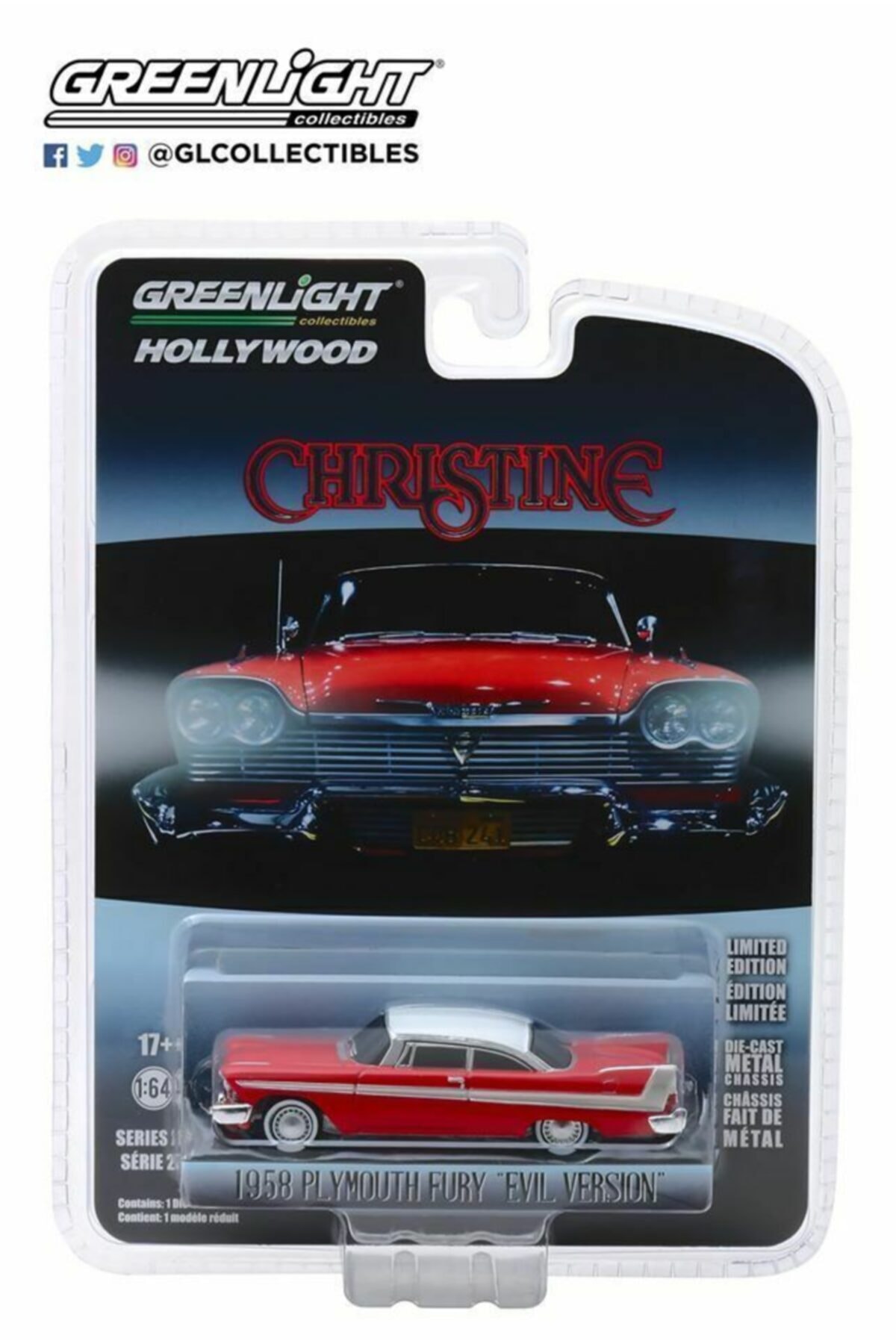 Greenlight 1958 Plymouth Fury Christine Evil Versiyon 1:64