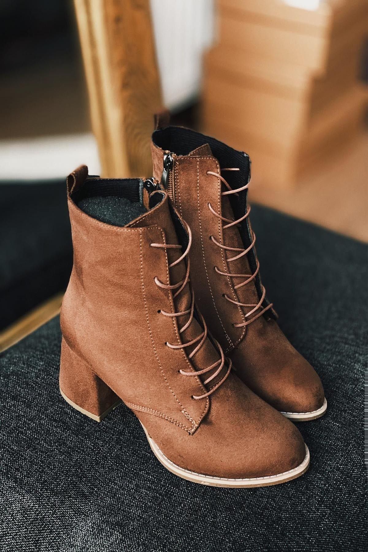 Stepsup Store Mida Shoes Taba Bağıcıklı Süet Bot