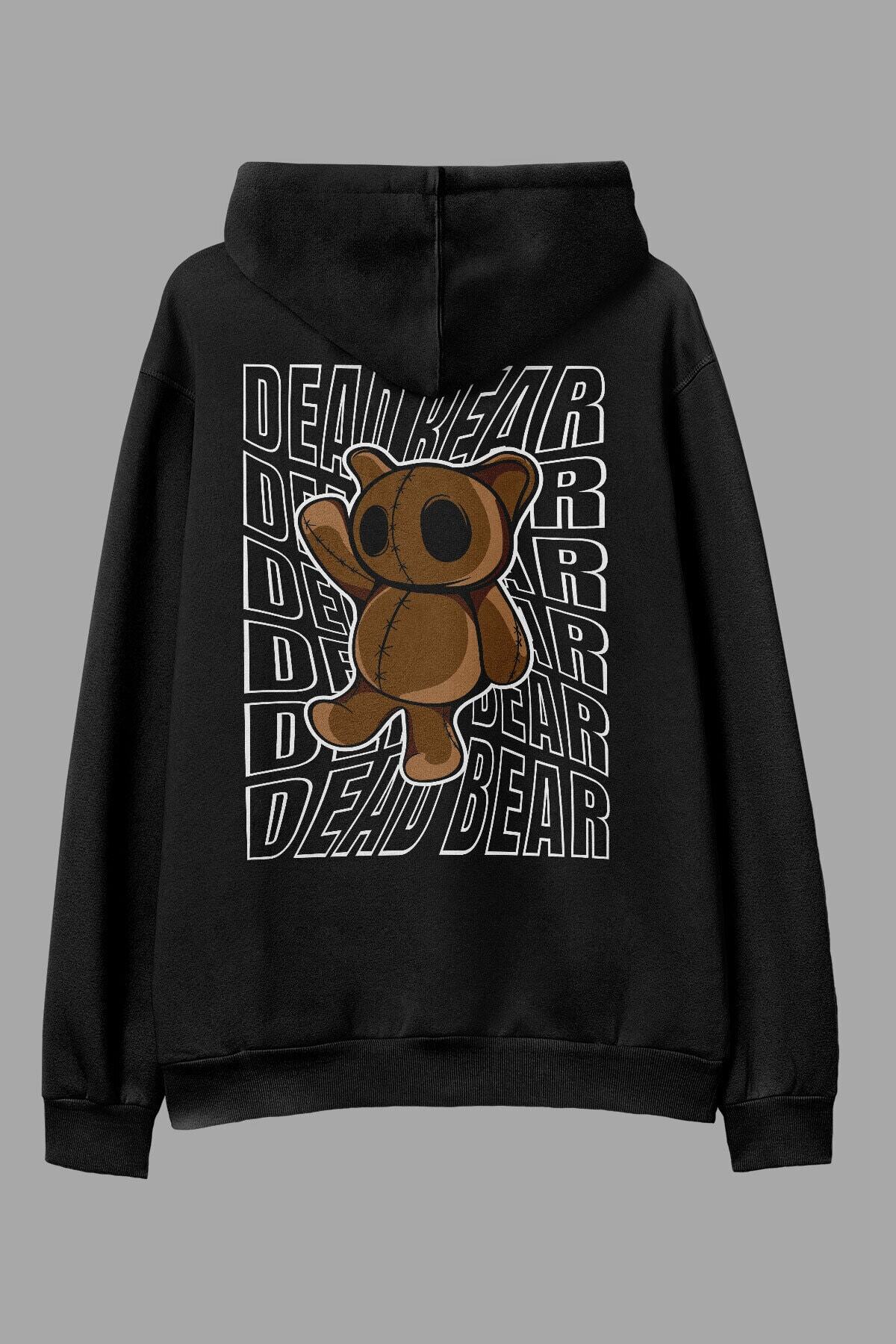 AyveGa Dead Bear Siyah Oversize Kapüşonlu Sweatshirt