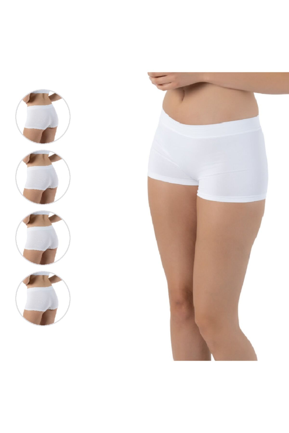Formeasy Kadın Beyaz 4'lü Set Dikişsiz Kısa Şort Slip 6700