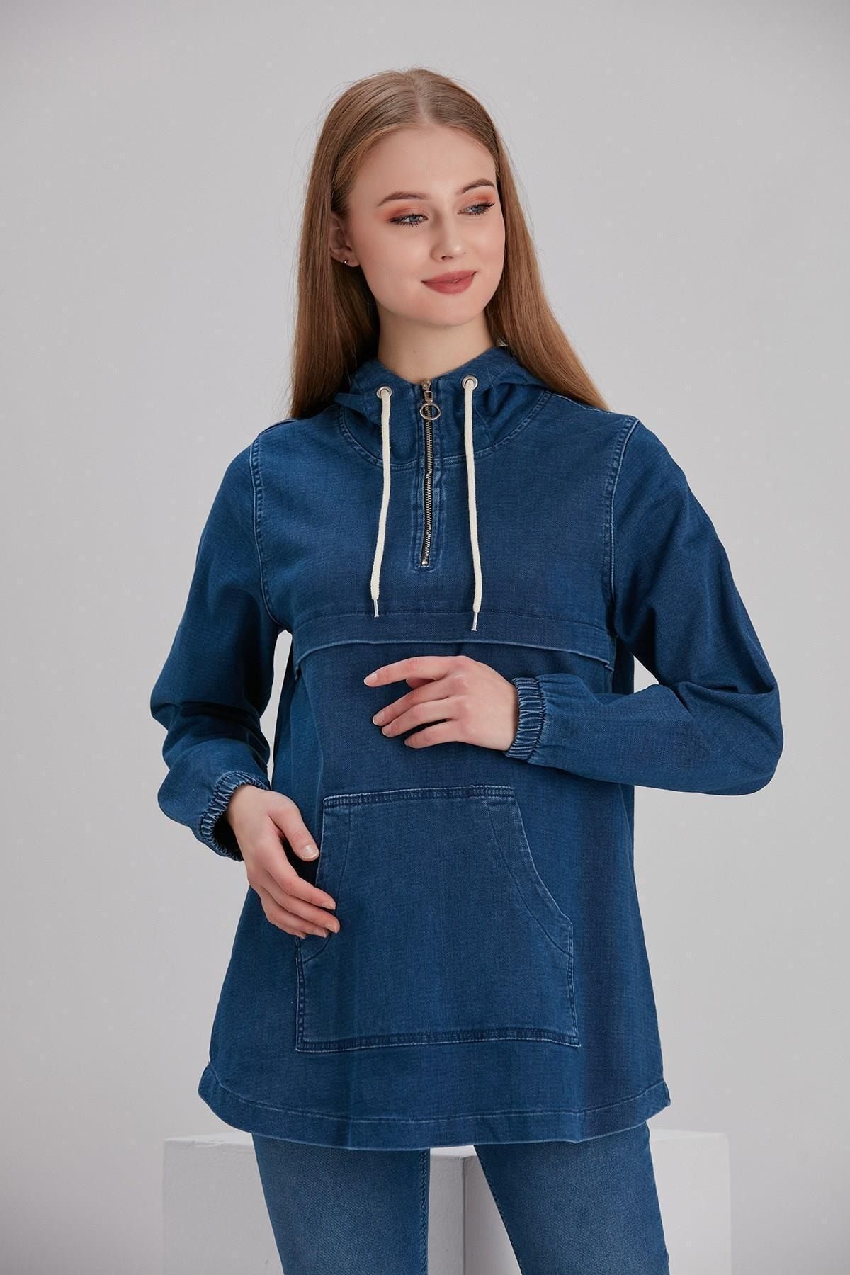 Işşıl O7211-emzirmeli Hamile Kot Sweatshirt