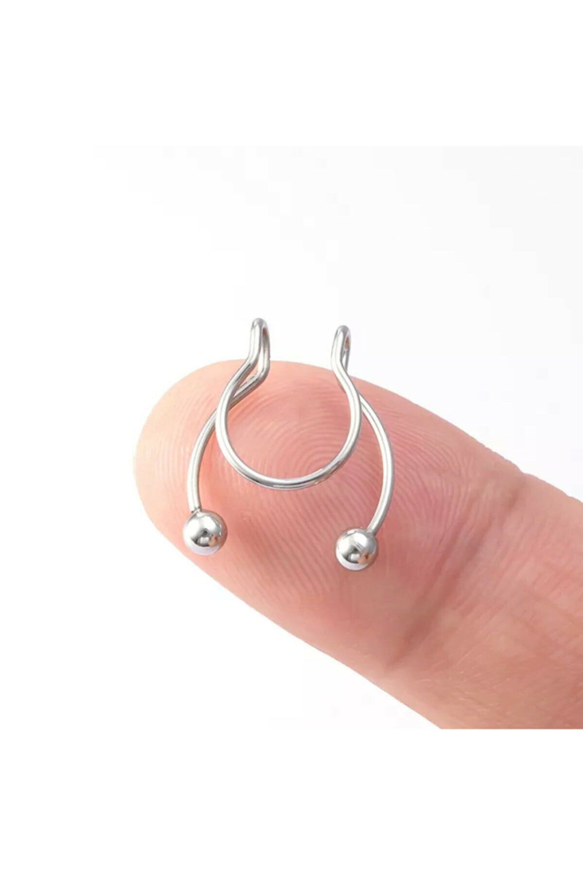 Salyangoz Company Titanyum Septum Labret Sahte Lip Boynuzlu Fake Piercing Gümüş Renk Fkpgm