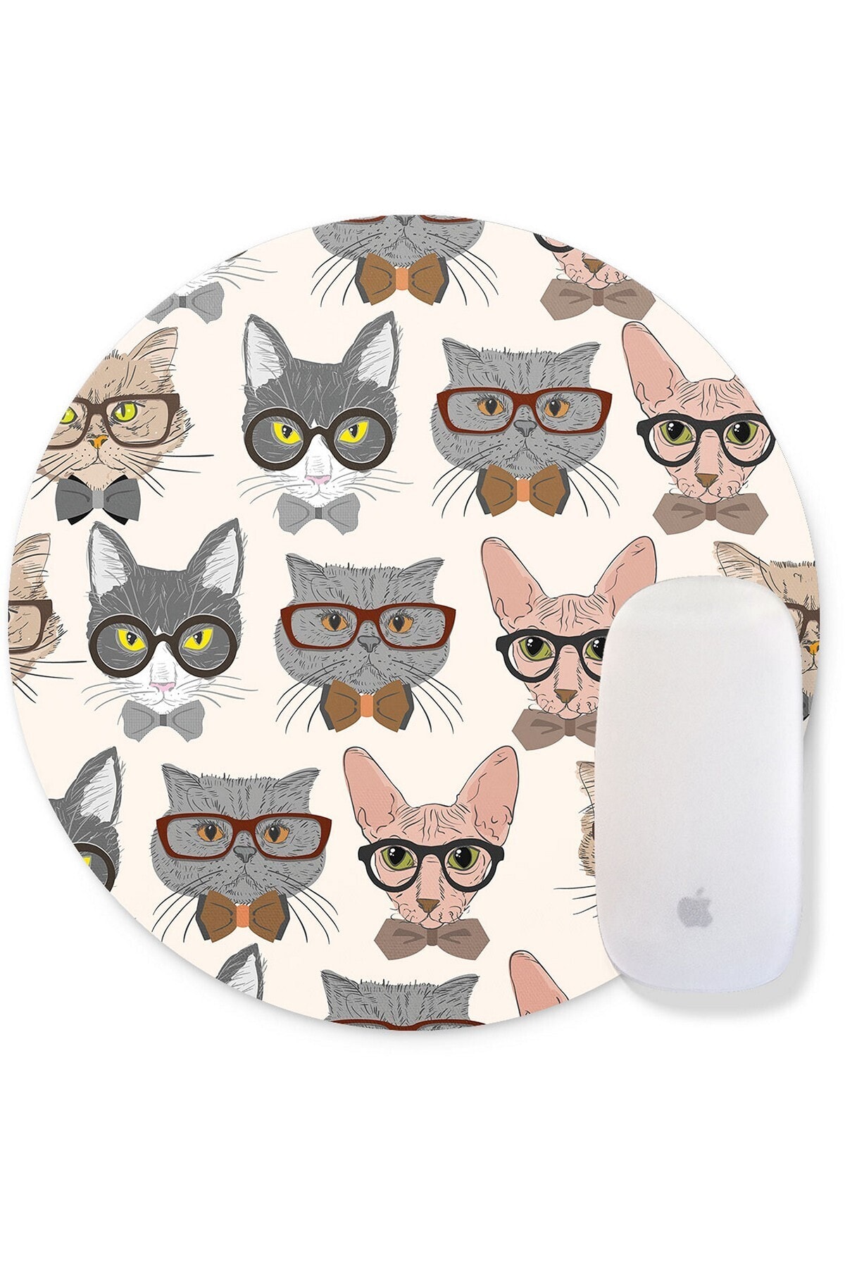 WuW Hipster Kediler Kaymaz Taban Yuvarlak Mousepad