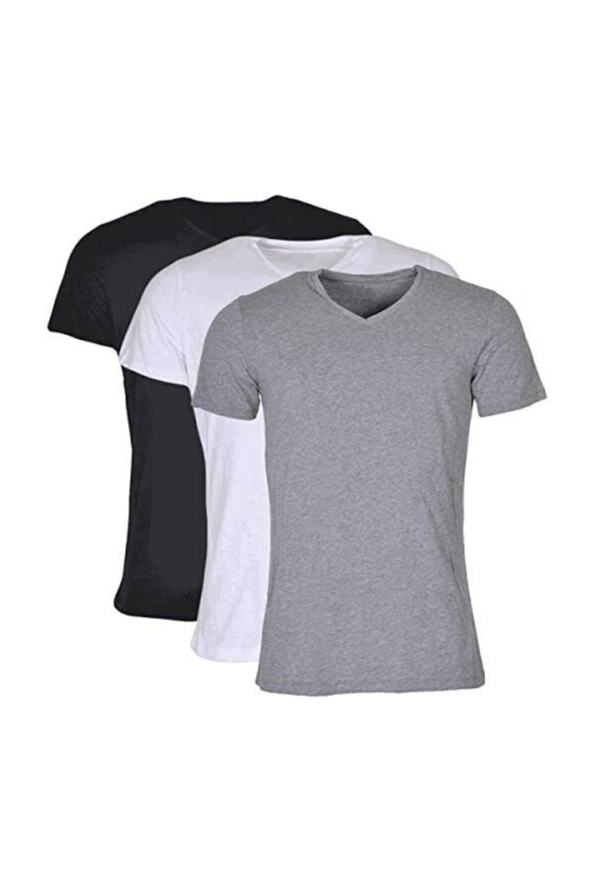 Tutku 3'lü Erkek Beyaz Ribana V Yaka Fanila 2699