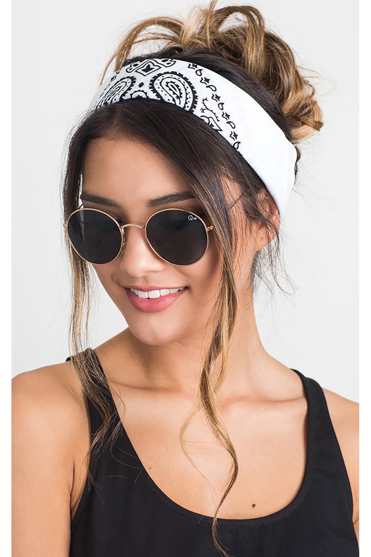 Pelin Aksesuar Beyaz Desenli Bandana