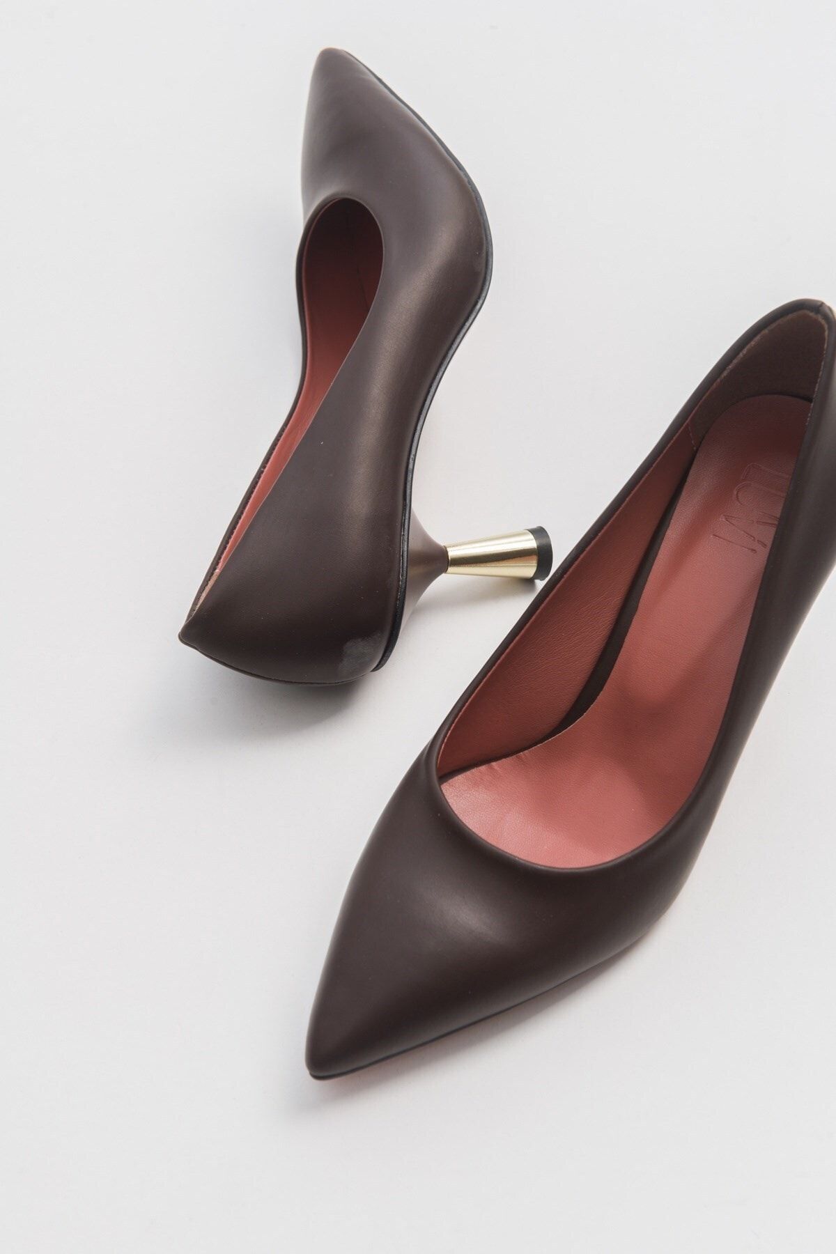 LuviShoes 340 Kahve Cilt Topuklu Kadın Ayakkabı