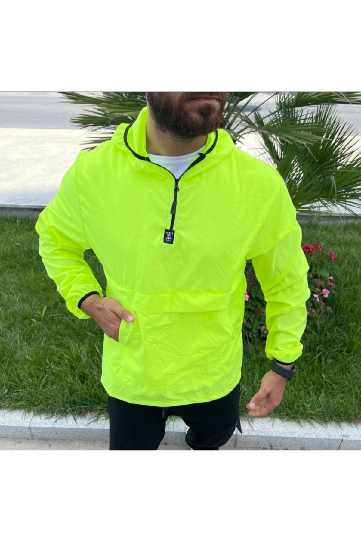 Mandaln Concept Paraşut Kumaş Giyilebilir Yağmurluk Neon Yeşil
