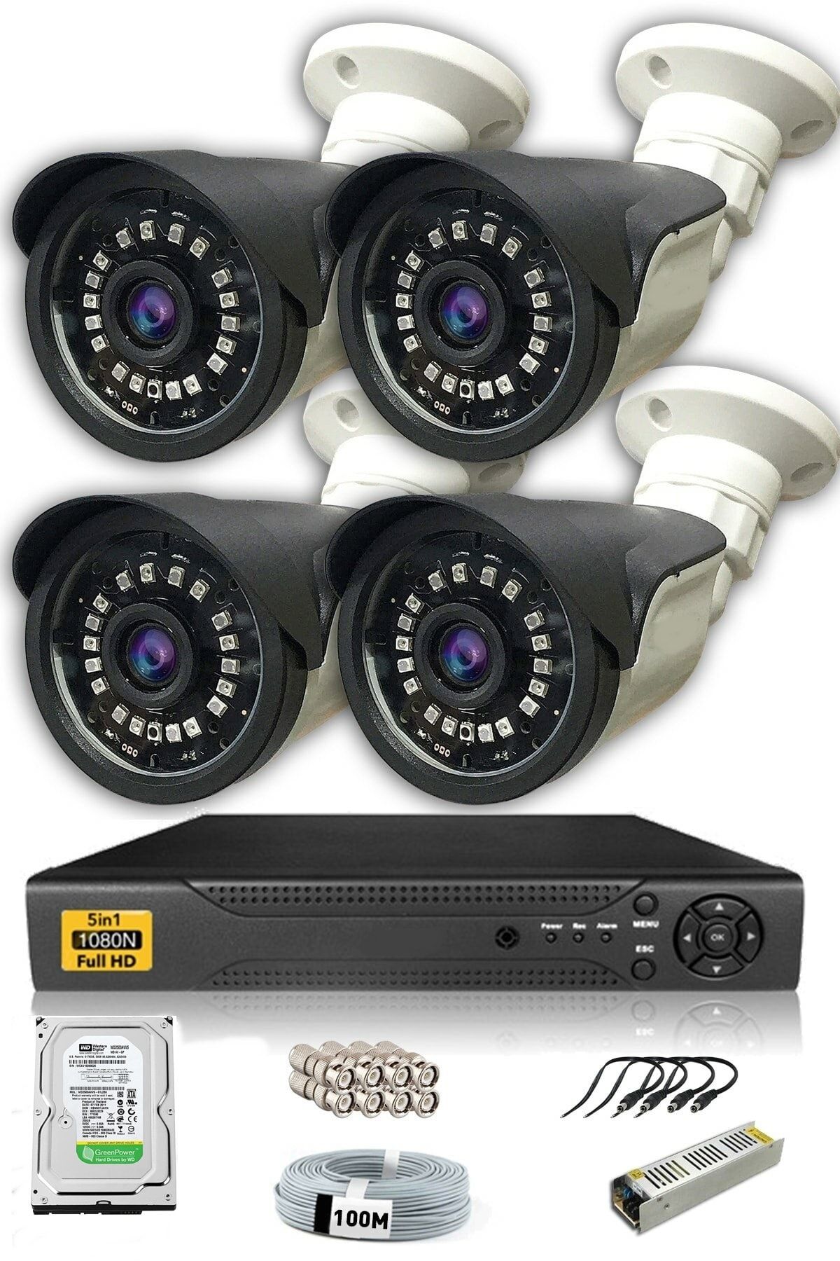 CCTV 4 Kameralı Set - 5mp Sony Lensli Full Hd Gece Görüşlü Güvenlik Kamerası Sistemi