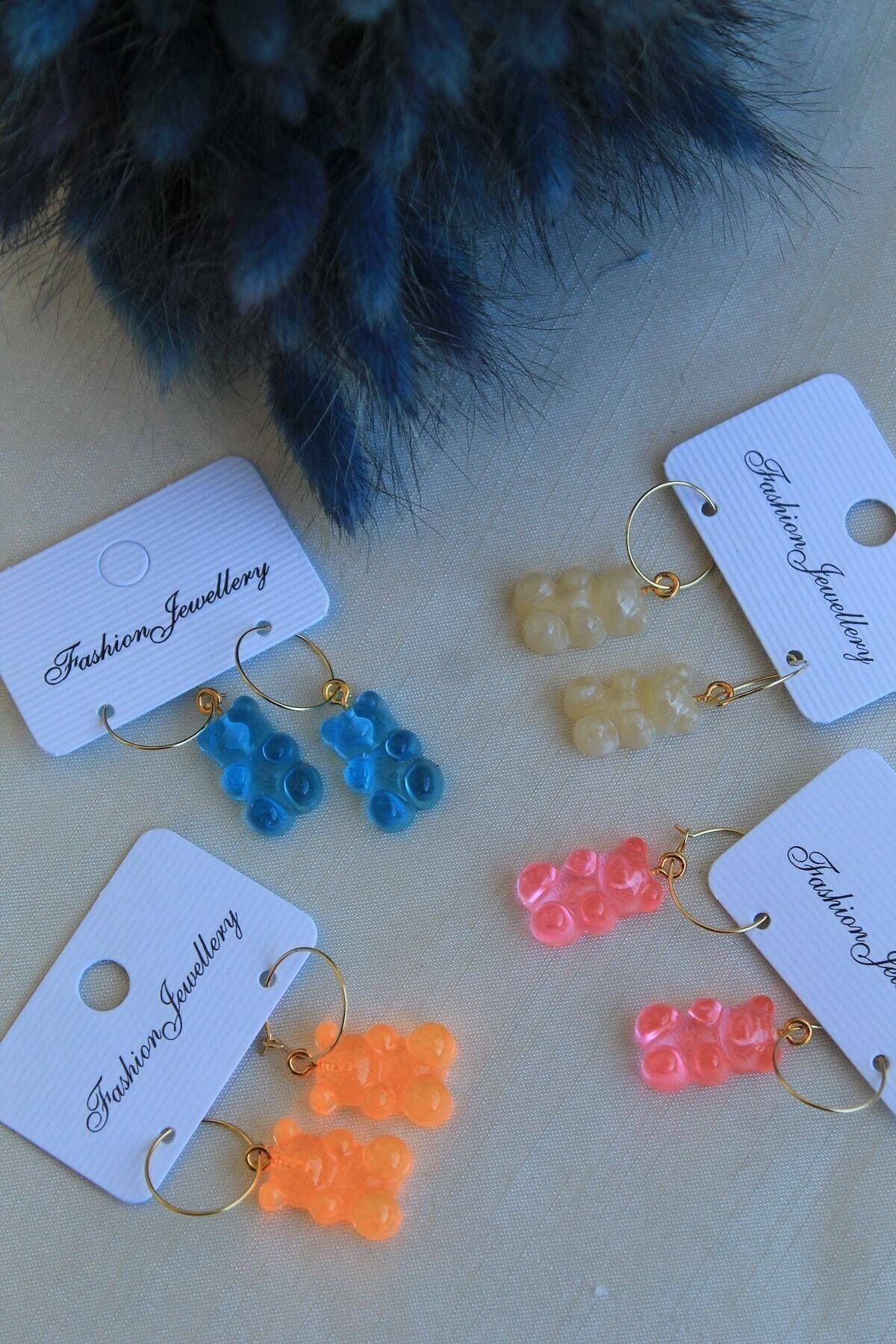 Gözde Silvers Renkli Çoklu Jelibon Küpe