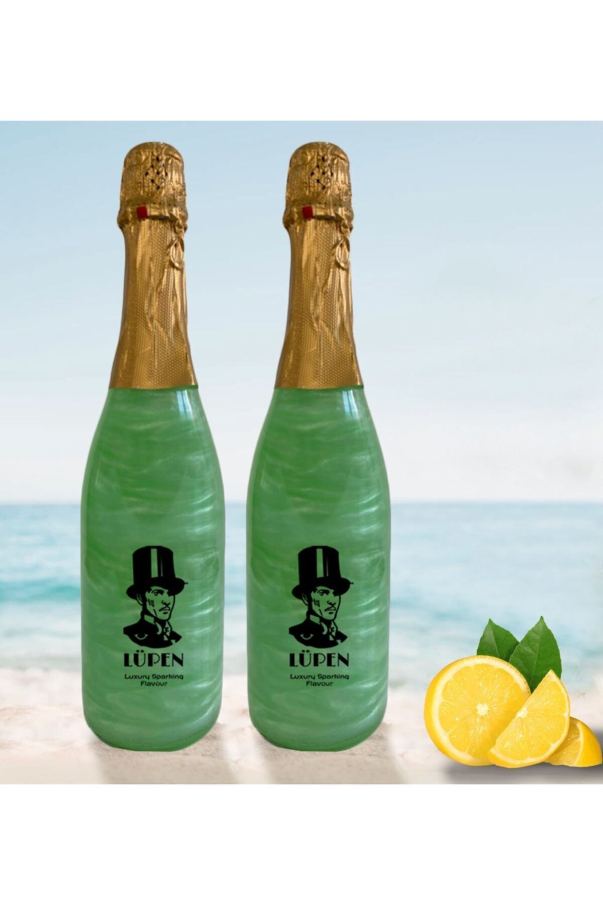 Lüpen Alkolsüz Simli Lux  Gazlı İçecek Nane Limon Aromalı 750 ml 2 Adet