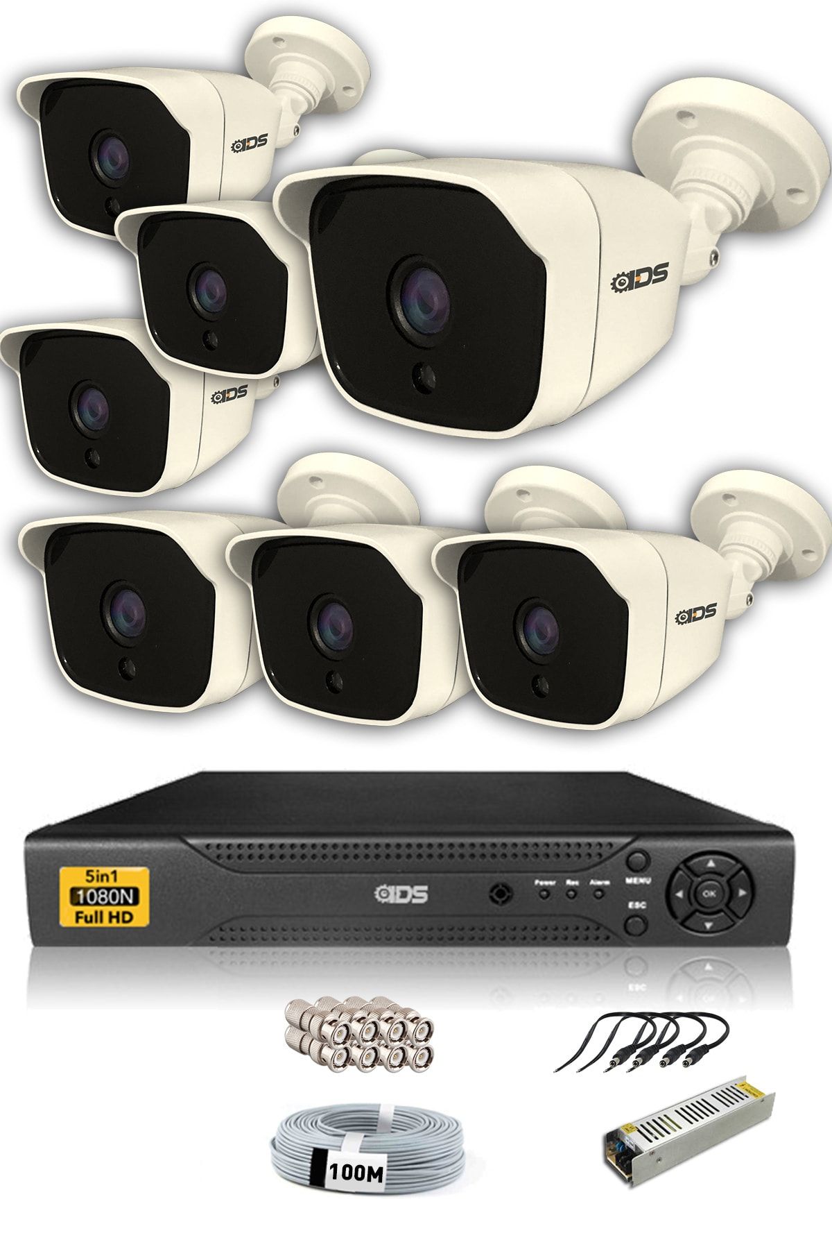 IDS - 7 Kameralı 5mp Sony Lensli 1080p Fullhd Güvenlik Kamerası Sistemi - Hard Disksiz