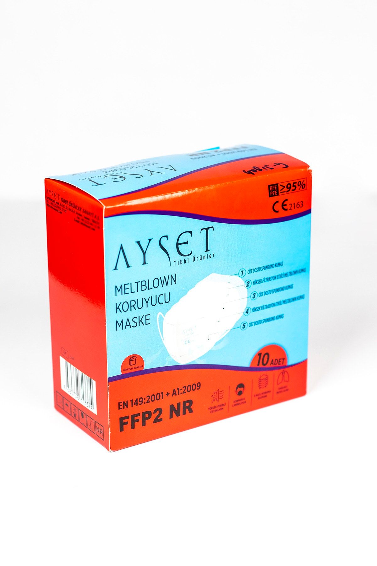 Ayset Ffp2 Maske Telli Tek Tek Paketli 10'lu