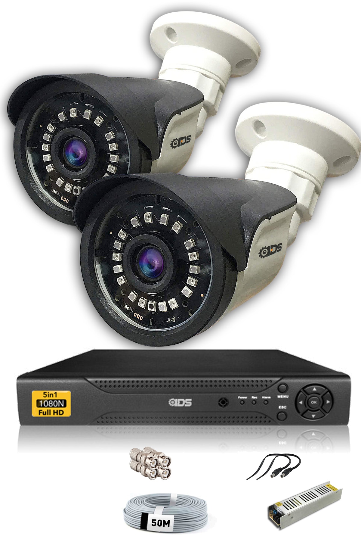 IDS - 2 Kameralı 5mp Sony Lensli 1080p Fullhd Güvenlik Kamerası Sistemi - Hard Disksiz