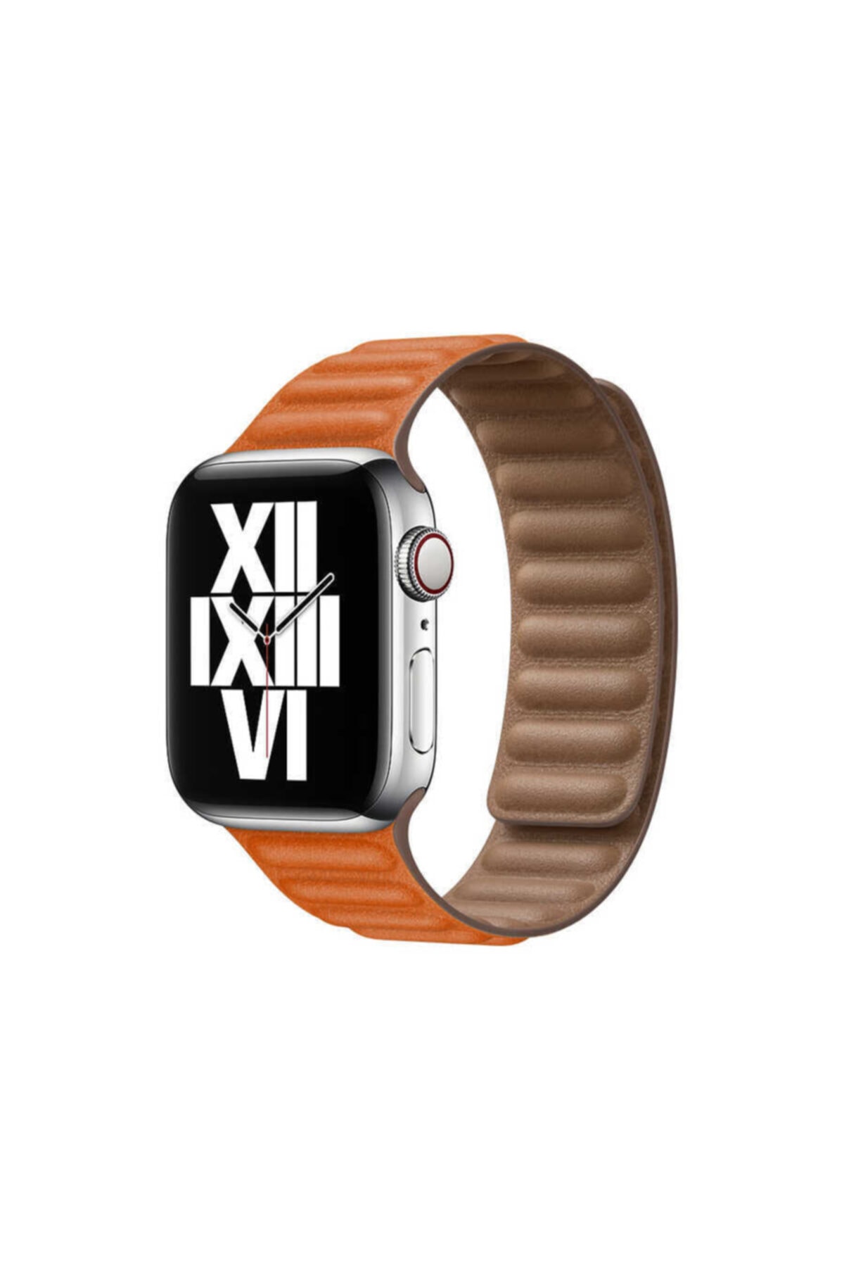 Apple Watch 7 Uyumlu Kordon 45mm Mıknatıslı Parçalı Çizgili Dayanıklı Krd-34