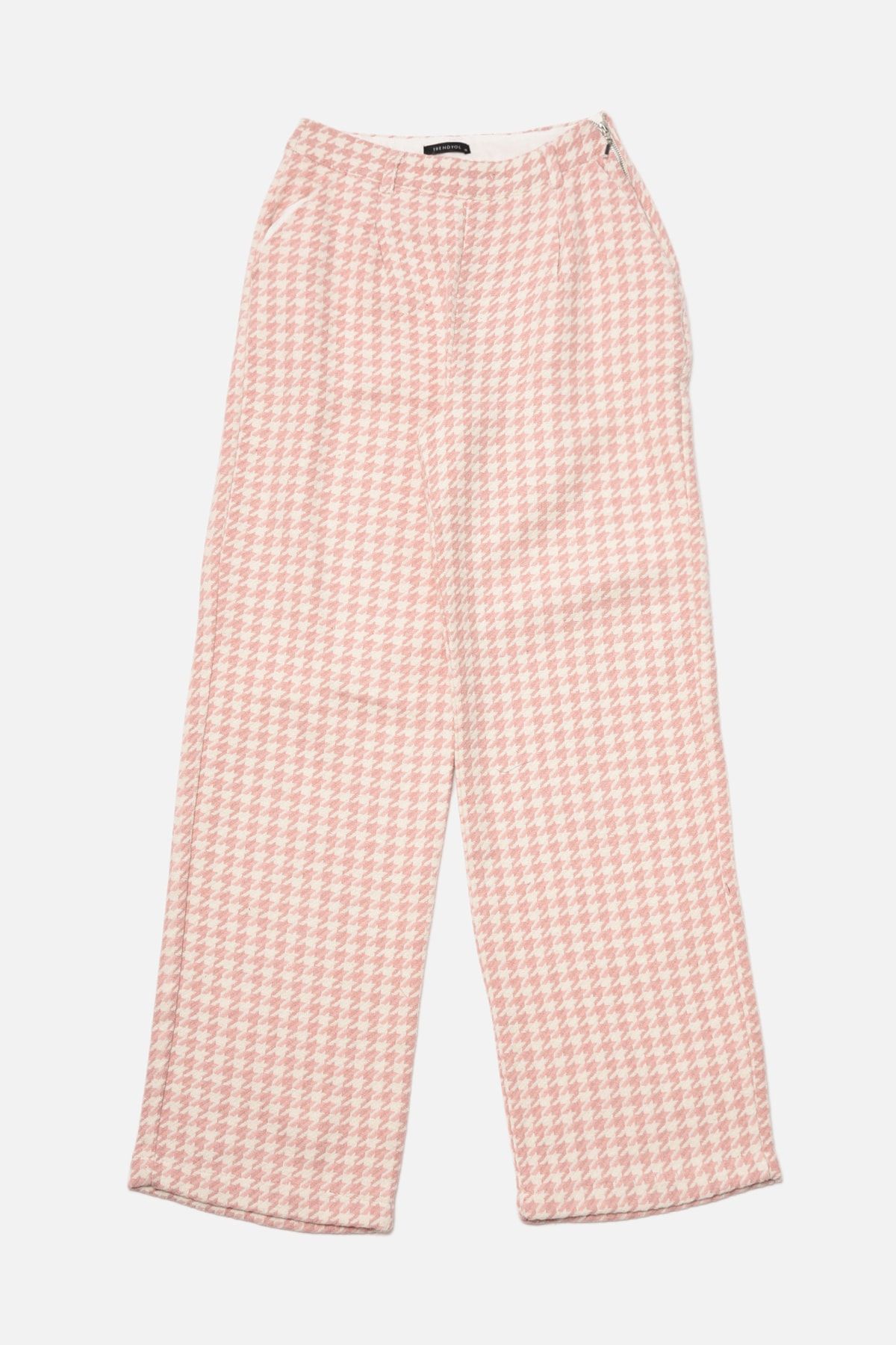 TRENDYOLMİLLA Pembe Kuşgözü Detaylı Pantolon TWOAW22PL0126