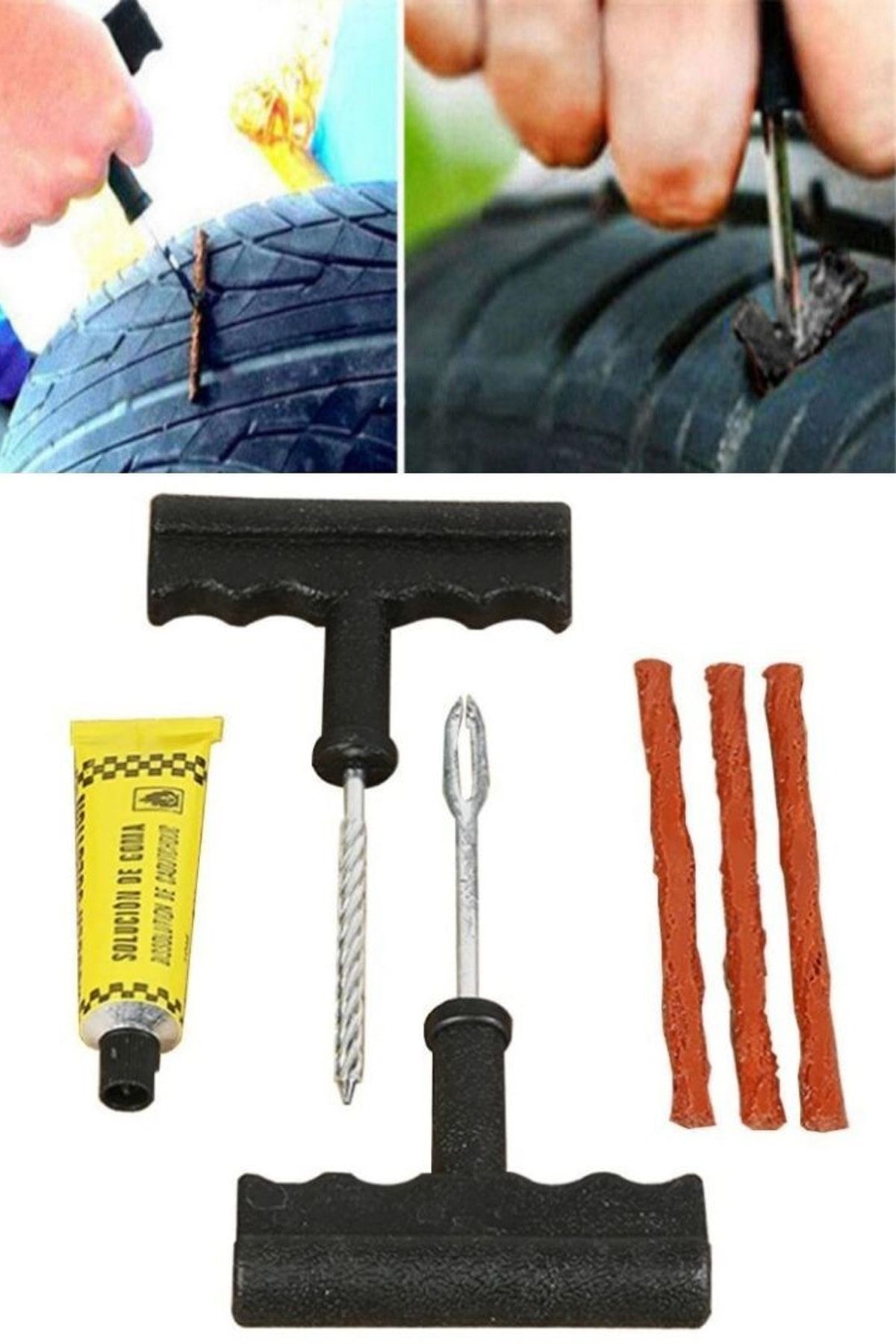 Markafox 6 Parça Tamir Kiti Otomobil Araba Bisiklet Motor Lastik Tamir Kiti Seti