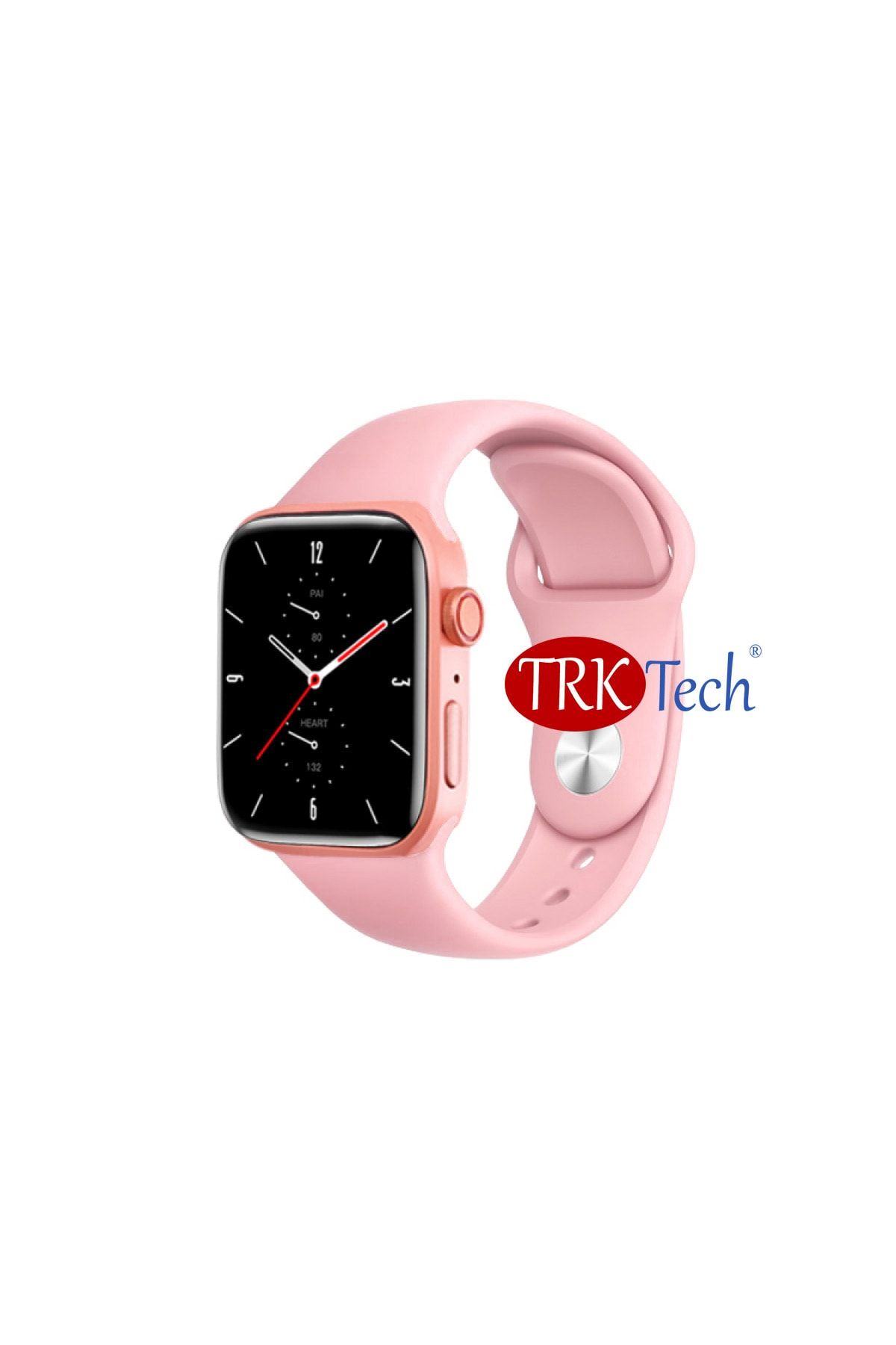 TrkTech Watch 7 Pro Pembe Akıllı Saat Türkçe Çift Tuş Wireless Şarj Özellikli 1. Kalite
