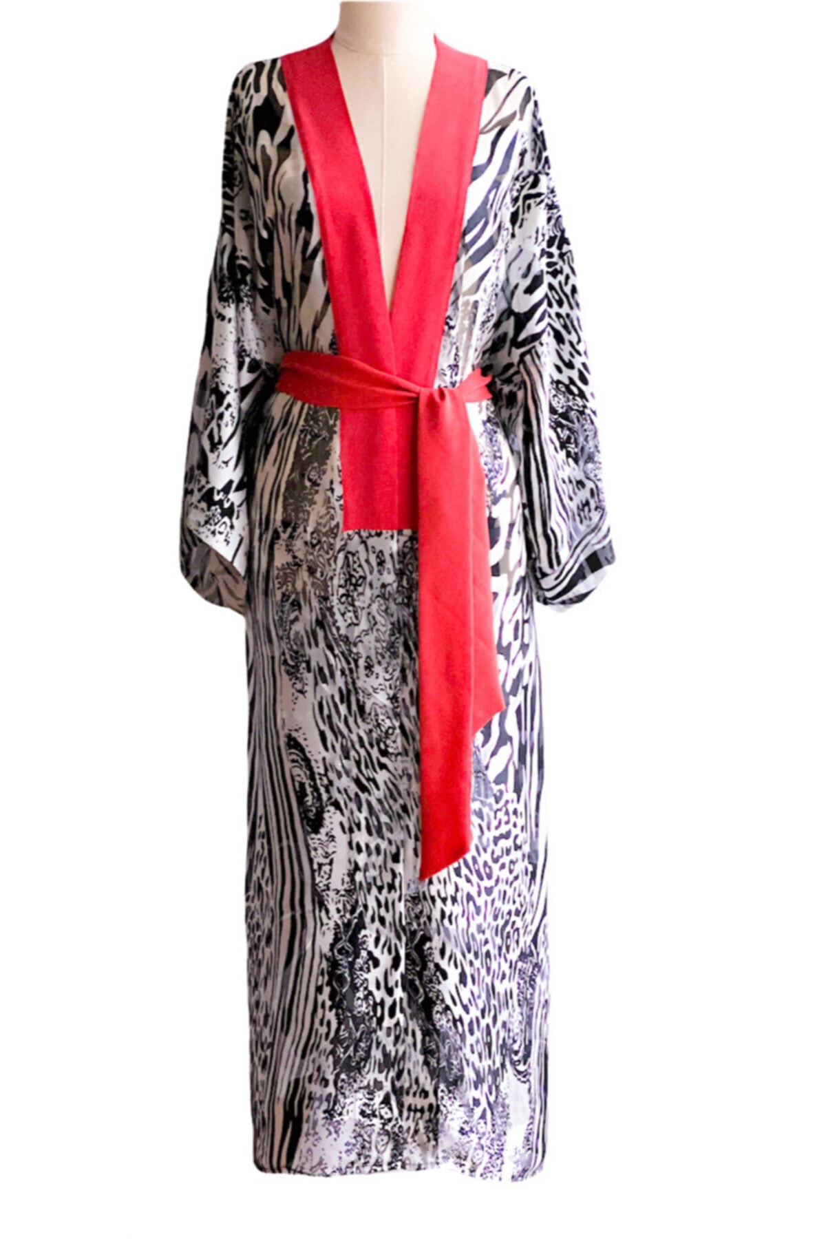 Silk Parade Zebra Desenli Saf Ipek Kimono
