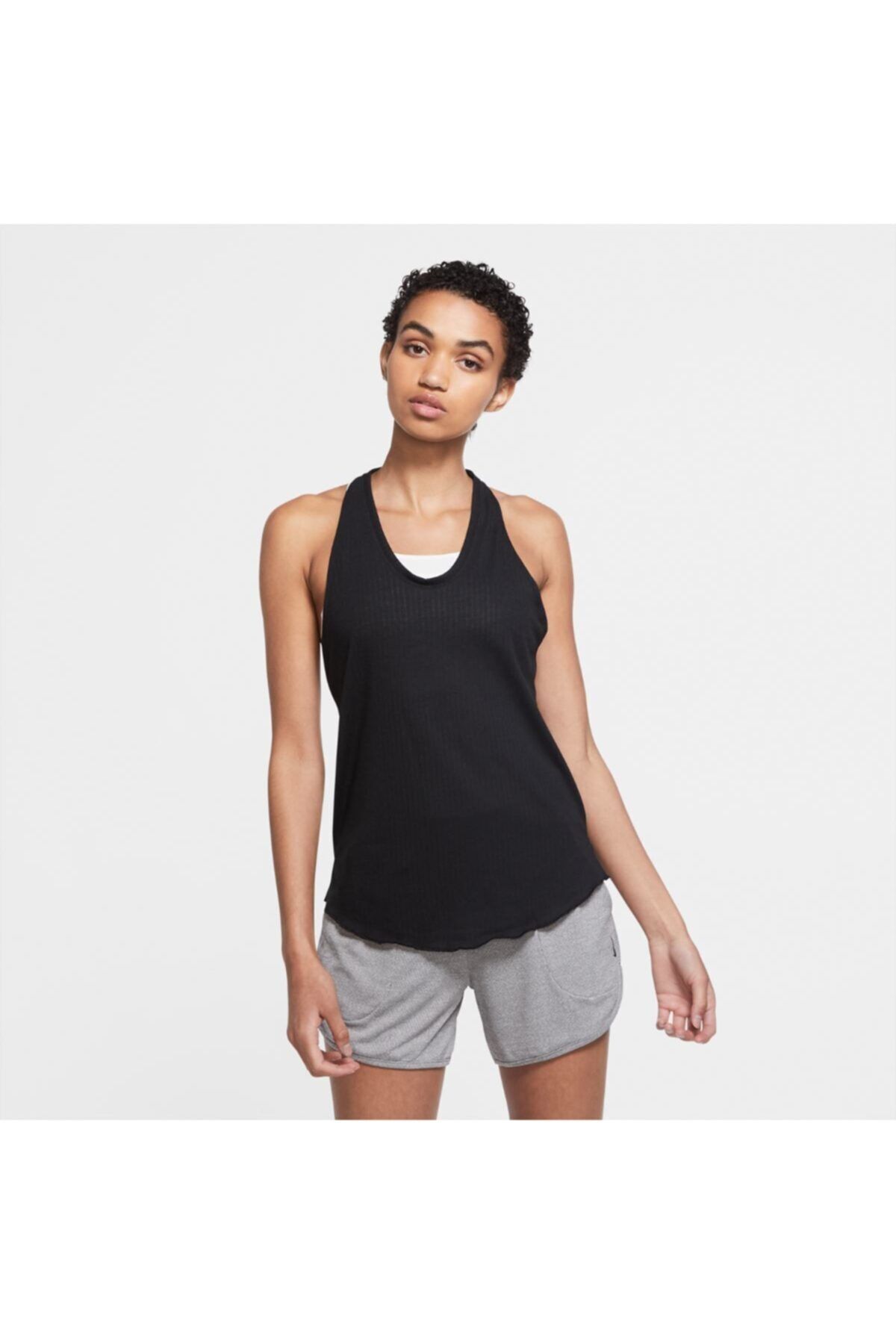 Nike Backless Kadın Yoga Tank Top -cu5375-676 Siyah