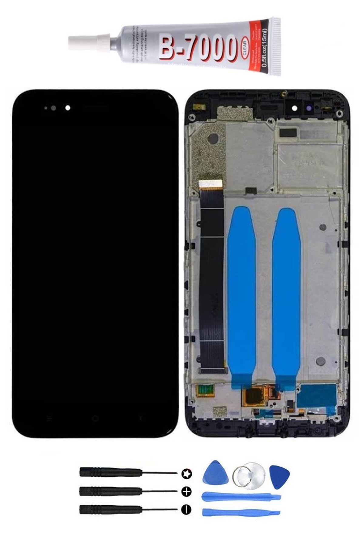 TURANTECH Xiaomi Mi A1 Lcd Ekran Dokunmatik Full Çıtalı Orjinal Ebatında Tamir Seti Hediyeli Siyah Renk