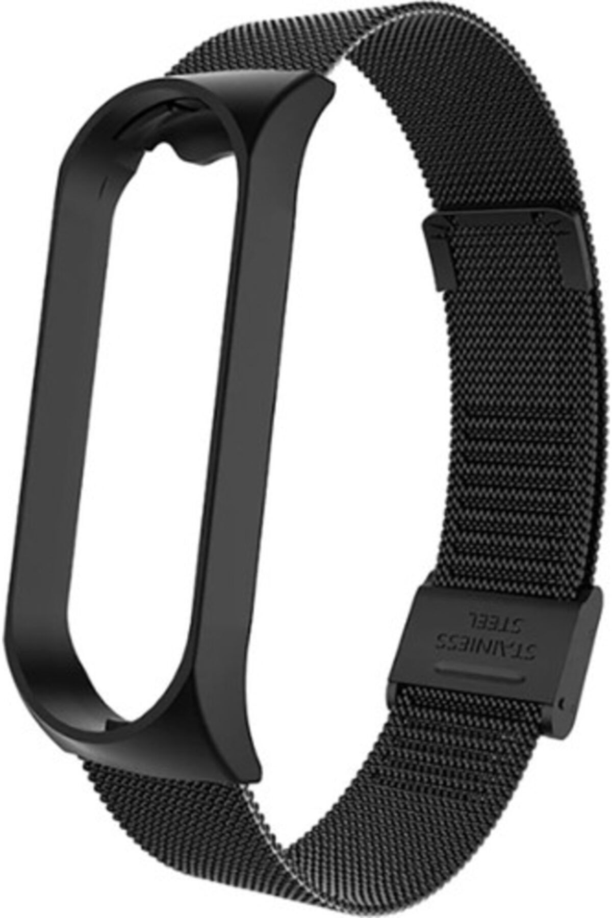 Mobicas Xiaomi Mi Band 5 Için Hasır Desenli Metal Kordon Siyah