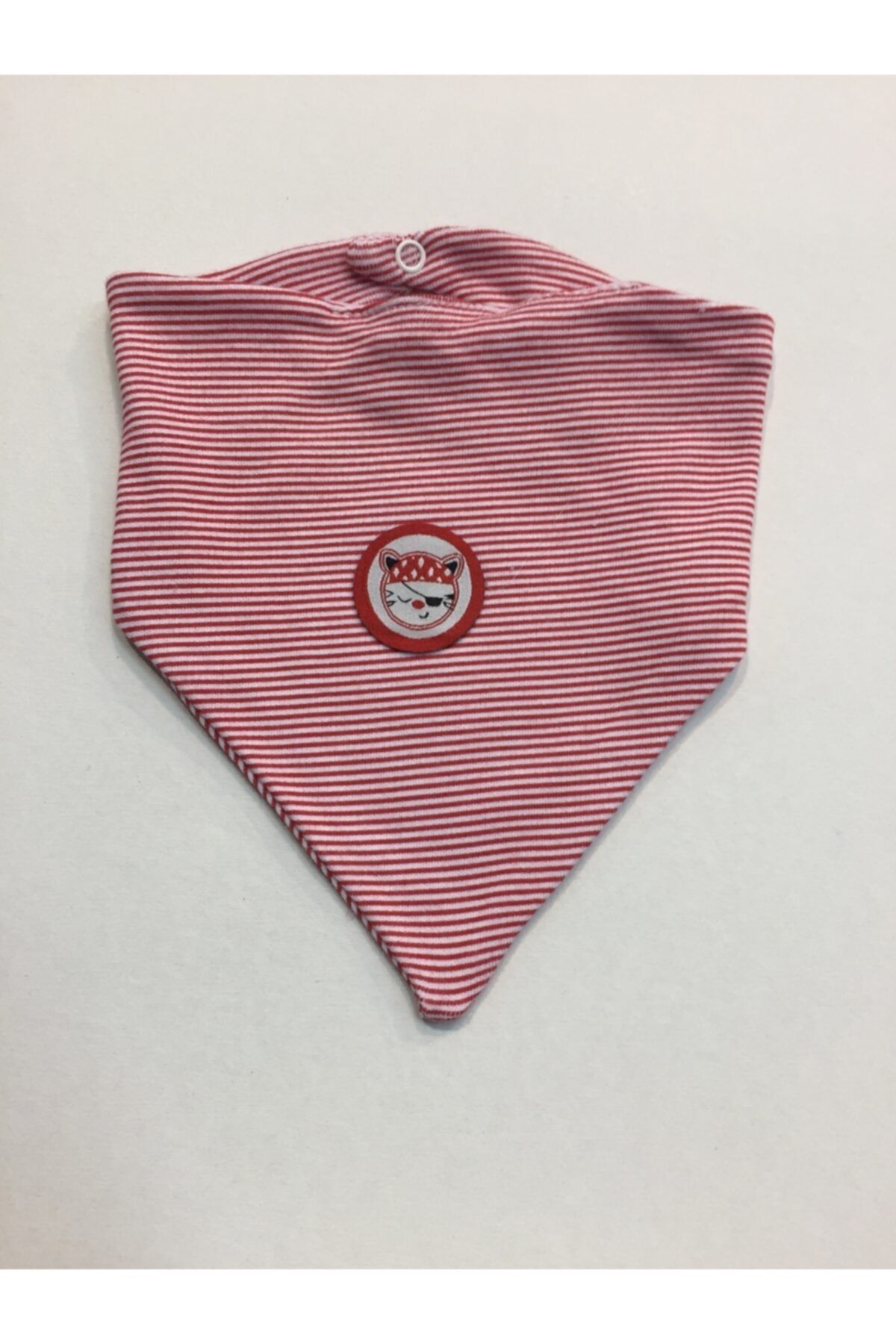 zerotenbaby Unisex Bebek Pamuklu Kırmızı Çizgili Çıtçıtlı Önlük Fular 0-3 Aylık