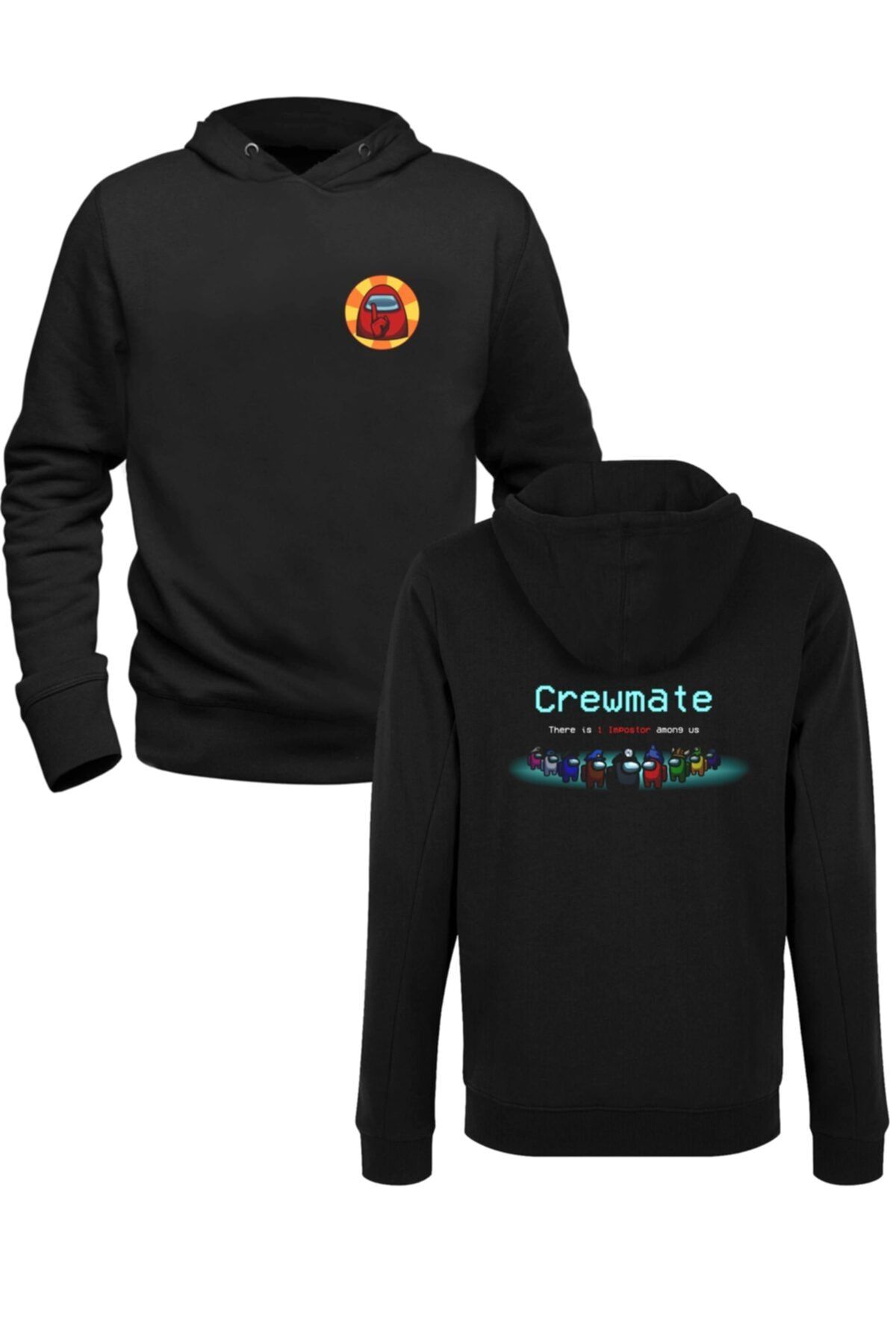 Alfa Tshirt Among Us Resimli Dijital Baskılı Siyah Ön Arka Baskılı Sweatshirt