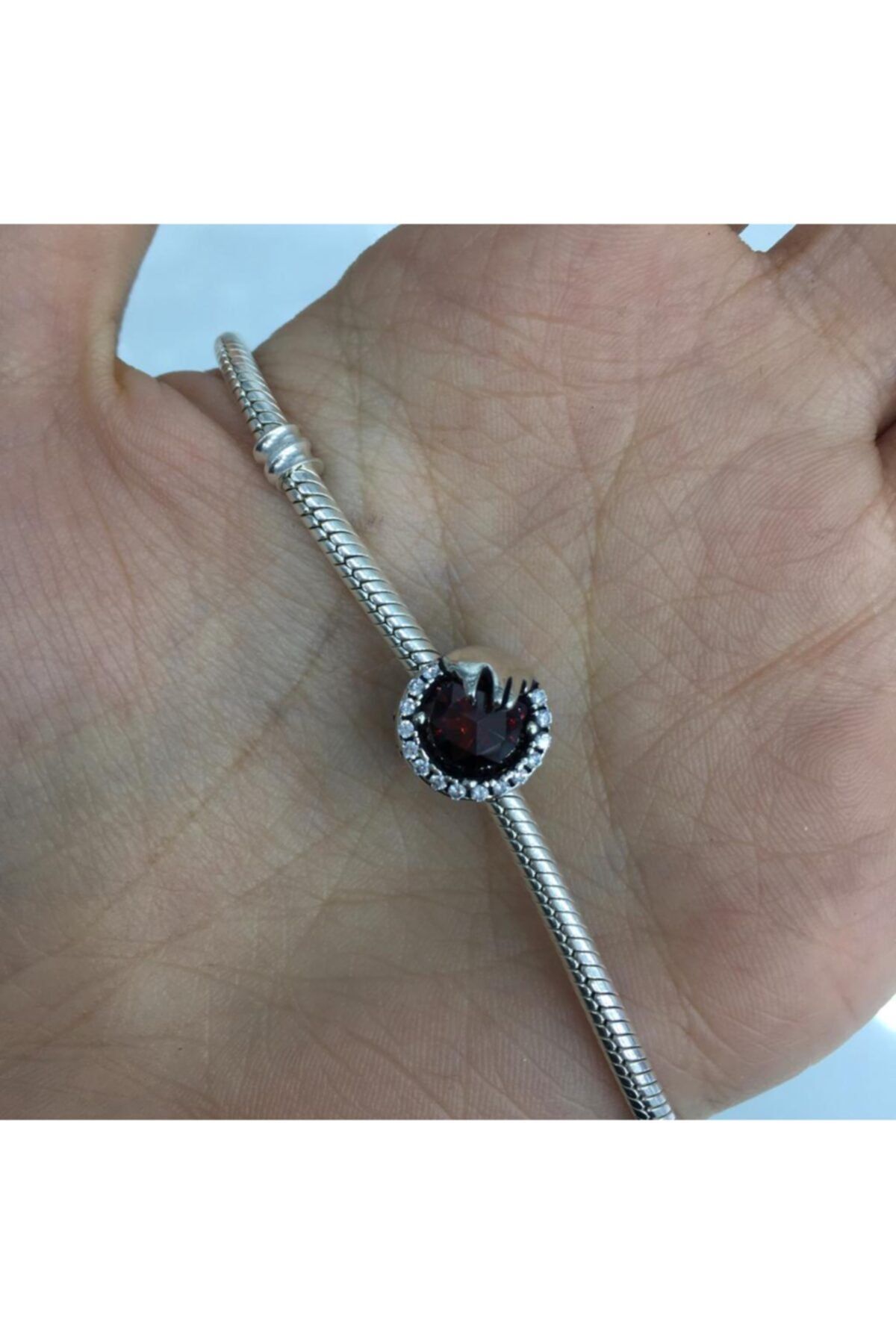 My Story Disney Garnet Kırmızısı Kristal Gümüş Charm