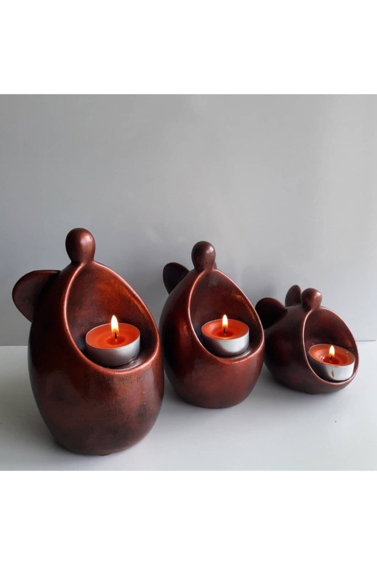 OrdoVeni Dekor Melek Tealight Mumluk 3'lü Set / Oda Dekoru