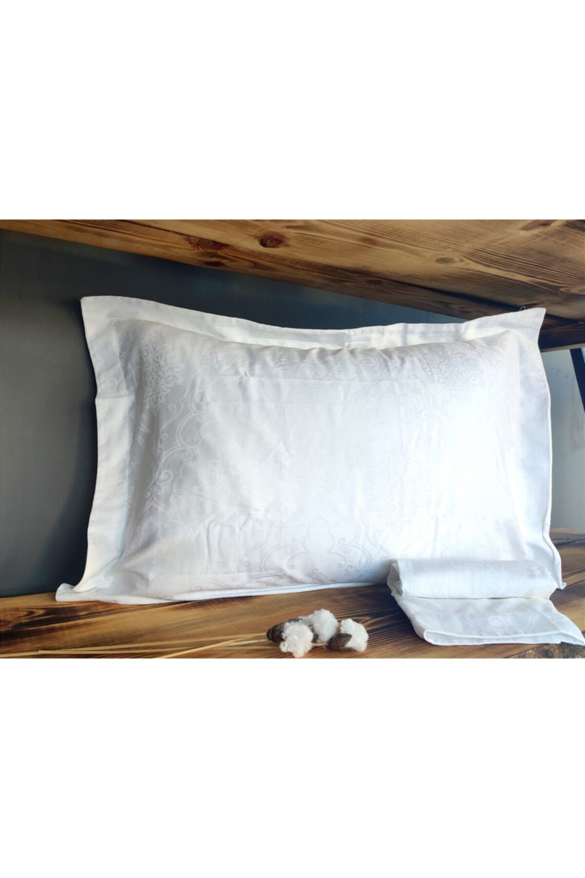 COLLESSİA %100 Pamuk Saten Jakarlı Volanlı Özel Seri 2'li Yastık Kılıfı Pillow Case
