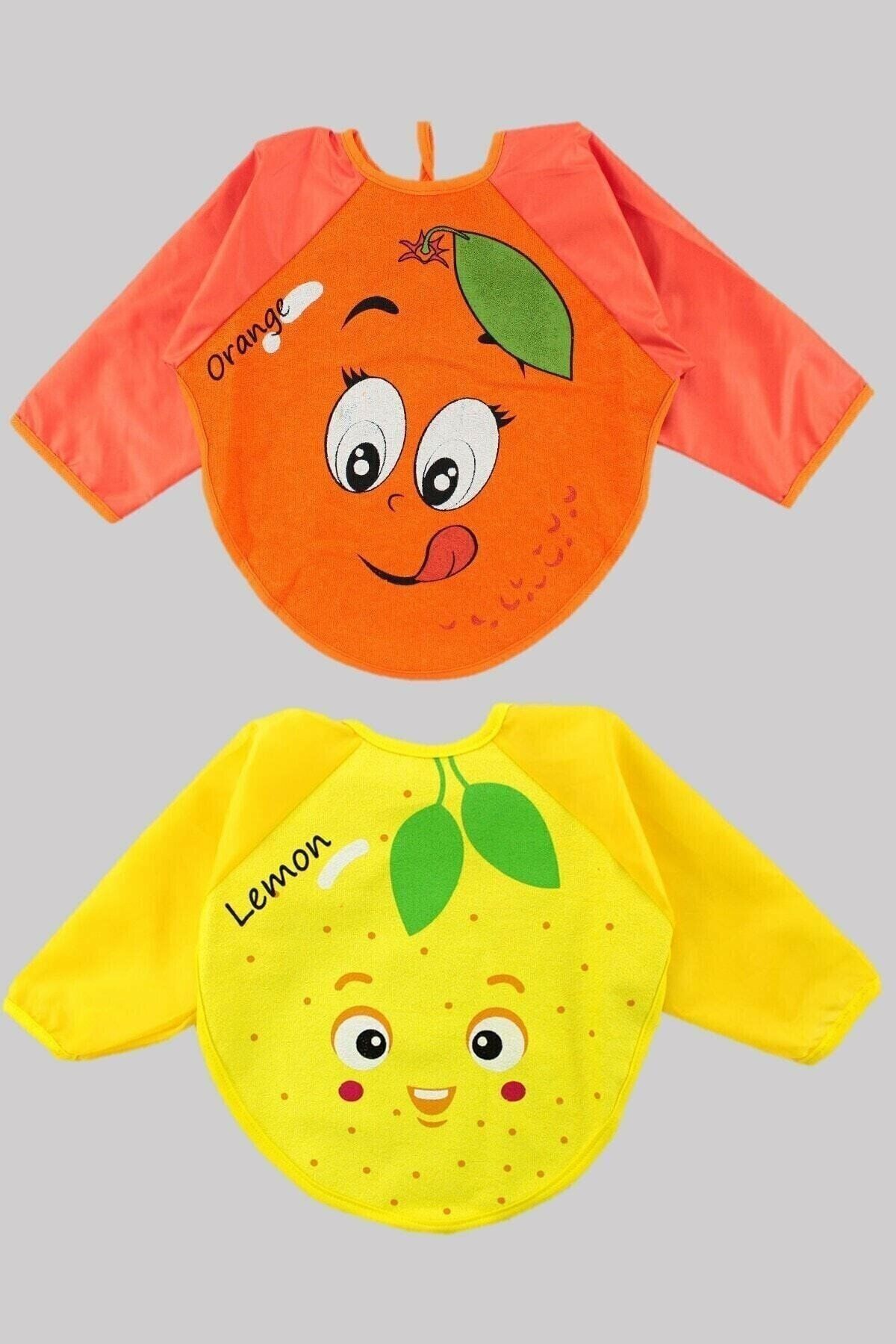 Mai Perla Mevye Desenli Giyilebilen Bebek Önlüğü Limon Portakal