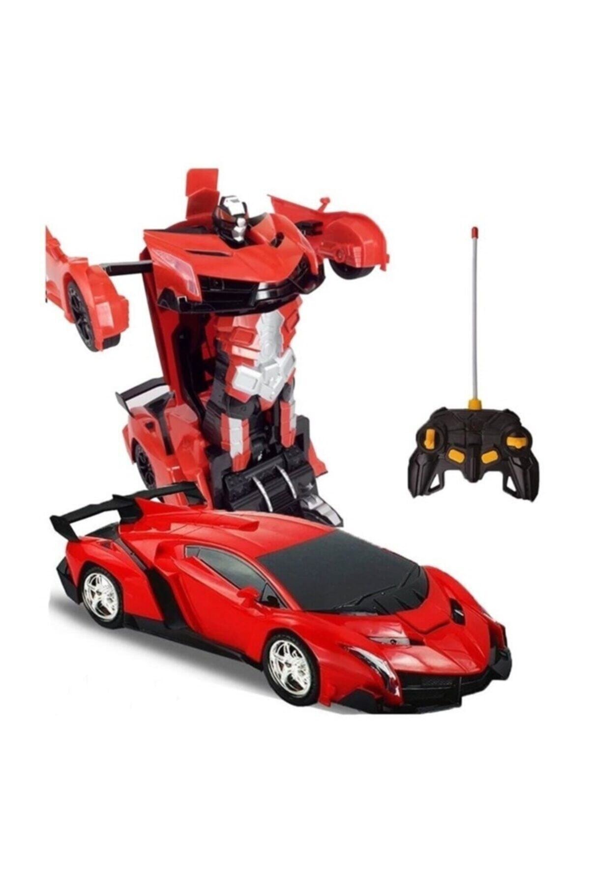 EMR Oyuncak Full Fonksiyon Uzaktan Kumandalı Şarjlı Işıklı Transformersa Dönüşebilen Kırmızı Araba