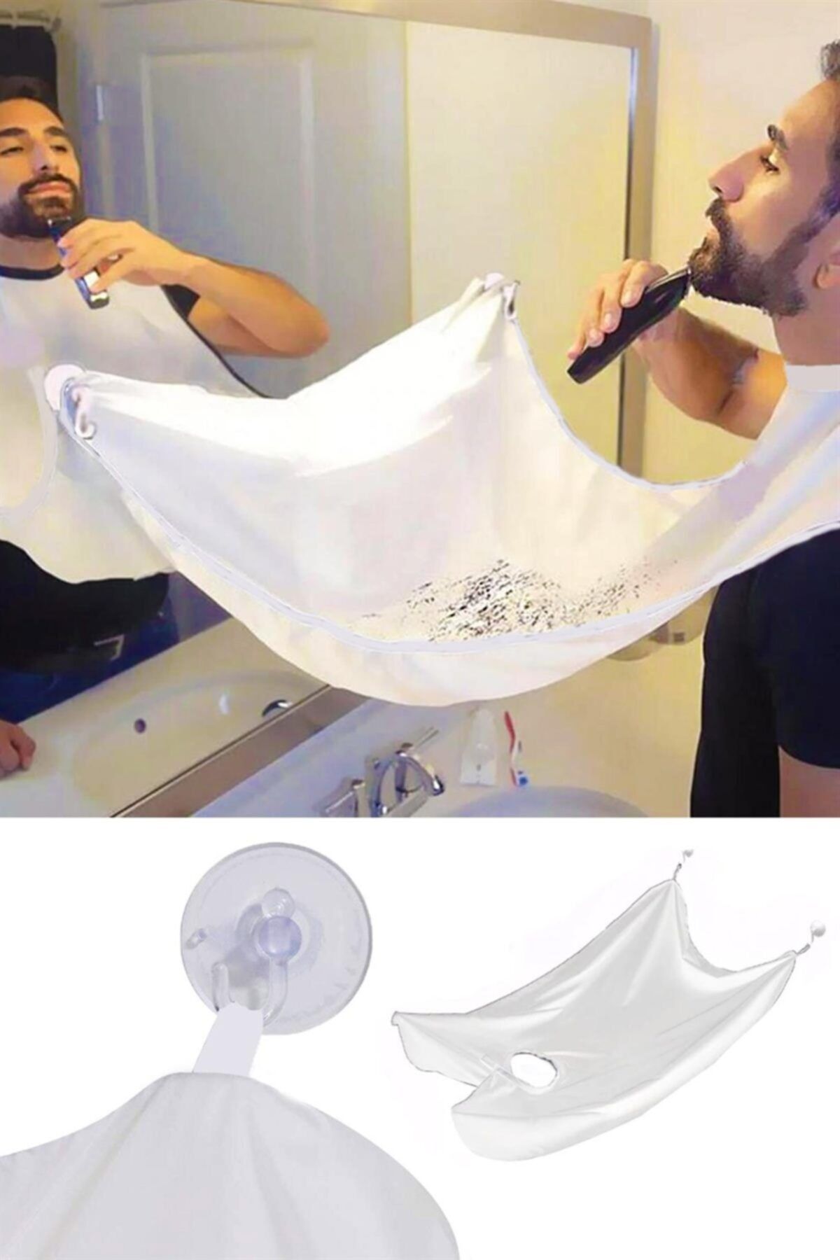 MaoMao Beyaz Saç Sakal Kesme Tıraş Önlüğü Vantuz Ve Çanta Hediyeli Berber Önlüğü