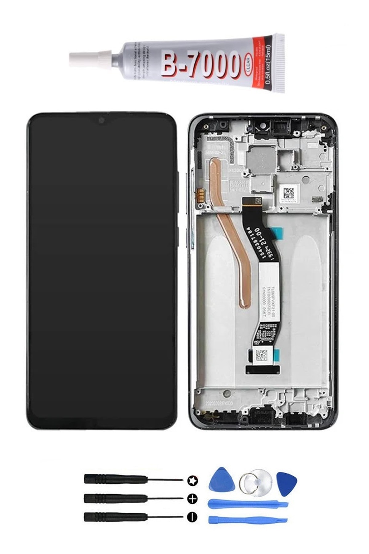 TURANTECH Xiaomi Redmi Note 8 Pro Lcd Ekran Dokunmatik Full Çıtalı Orjinal Ebatında Set Hediyeli Siyah Renk