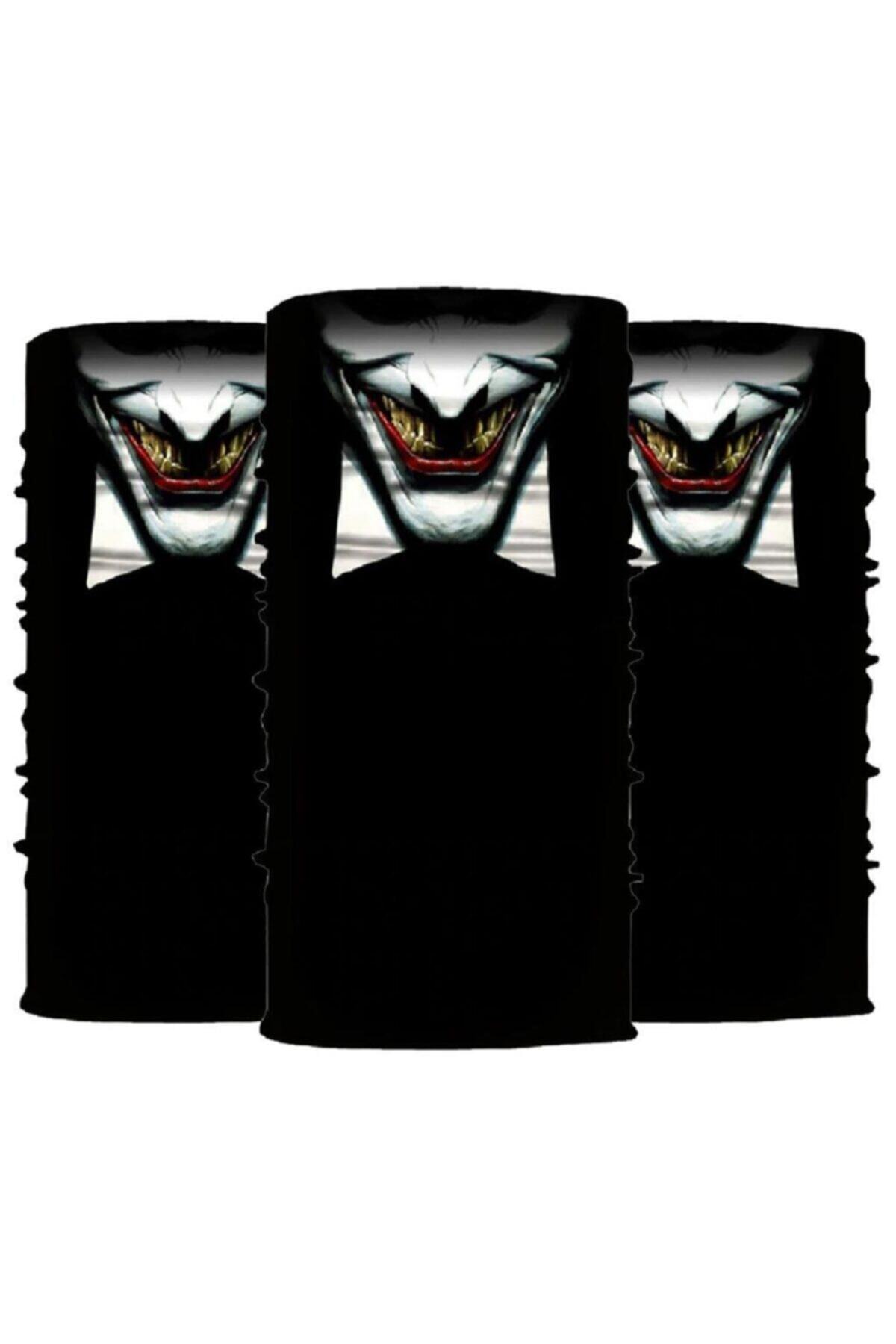 Knmaster Creepy Joker Buff Bandana Boyunluk Maske Saç Bandı 3'lü Paket