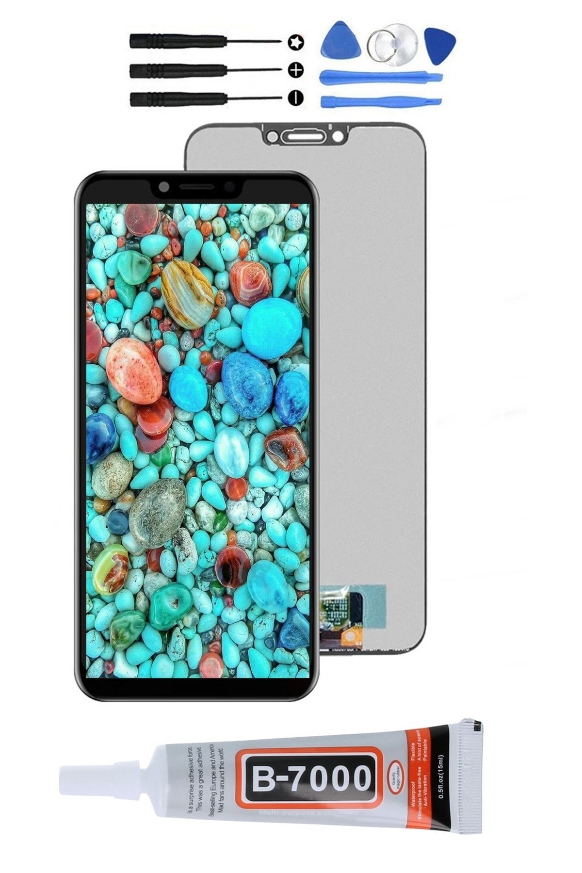 TURANTECH Huawei Honor Play Cor-l29 Lcd Ekran Dokunmatik Ful Çıtasız Orjinal Ebatında Tamir Seti Hediyeli