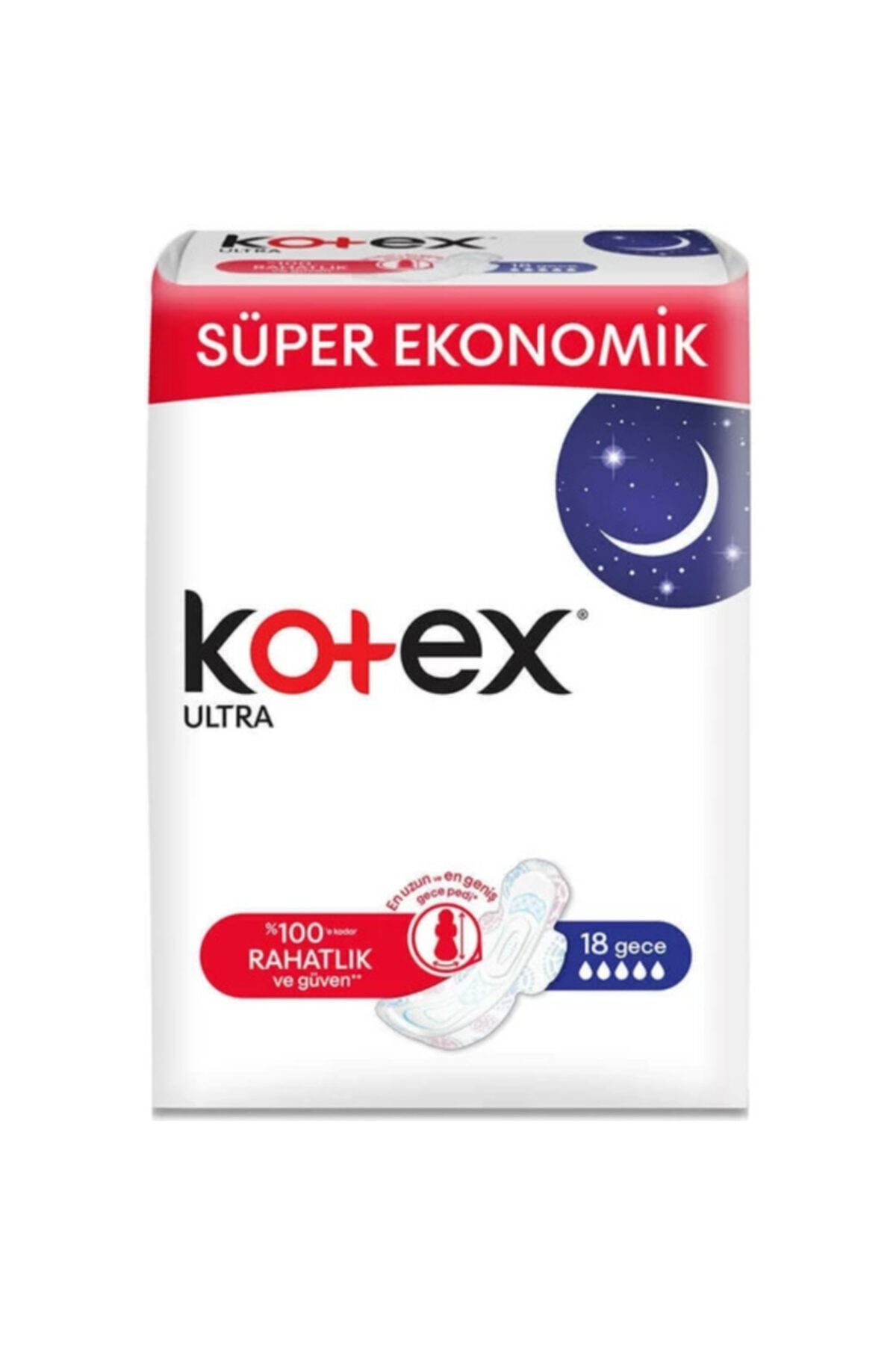 Kotex Ultra Gece Hijyenik Ped (18 Adet) - Süper Ekonomik Paket