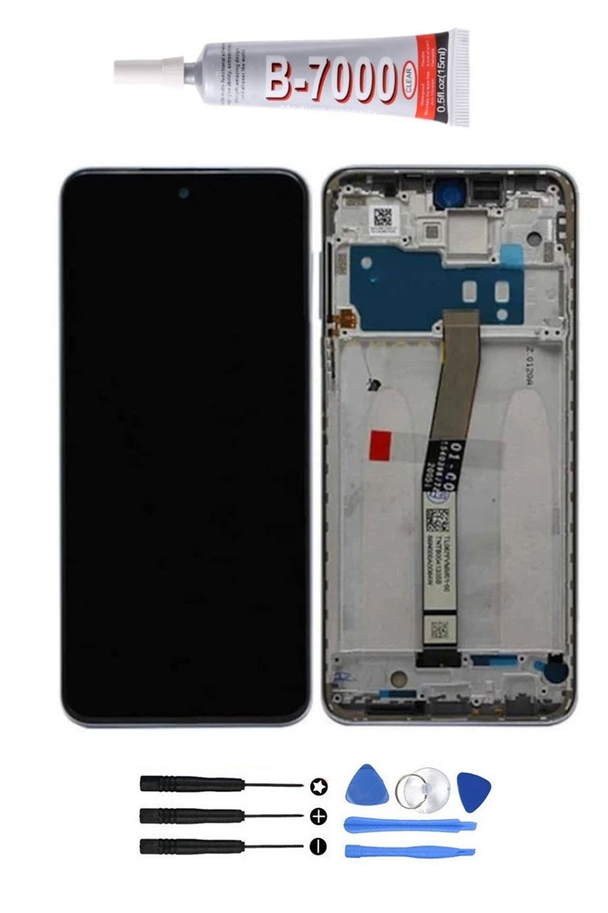 TURANTECH Xiaomi Redmi Note 9 Uyumlu S Lcd Ekran Dokunmatik Full Çıtalı Orjinal Ebatında Set Hediyeli Siyah