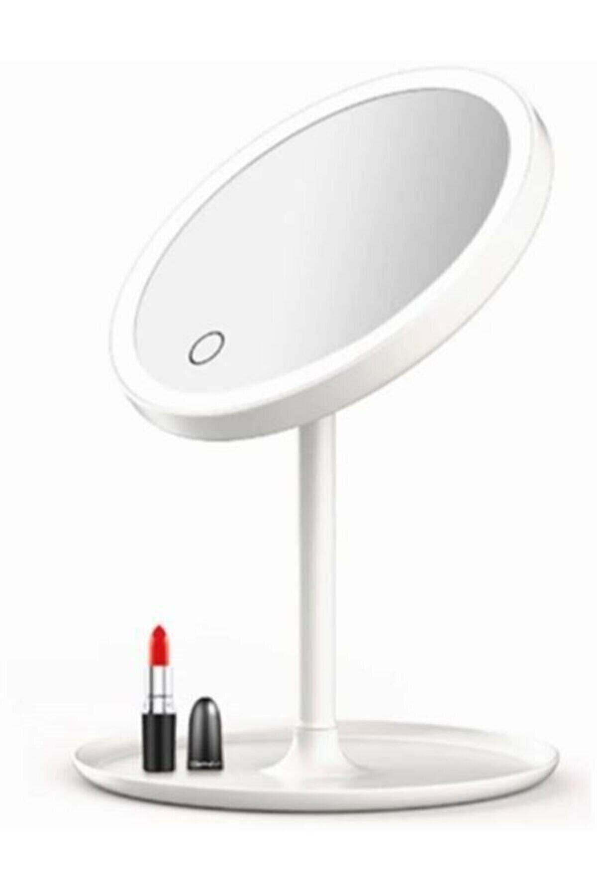 Asfal Masaüstü Dokunmatik Makyaj Aynası Led Işıklı Yuvarlak Beyaz Renk Make Up Mirror