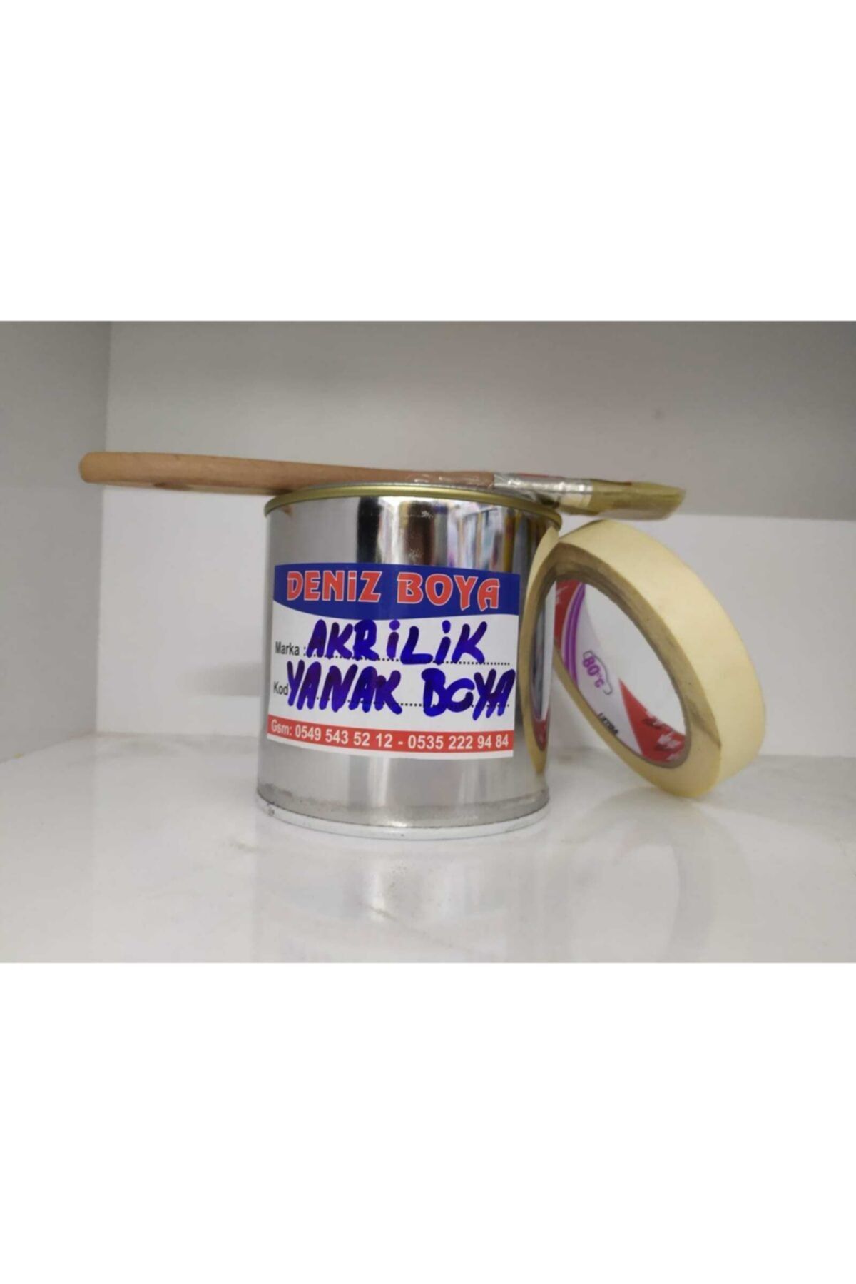 Sintaş Oto Lastik Yanak Boyası 250gr Beyaz Akrilik Set Kestirme Fırça Ince Bant