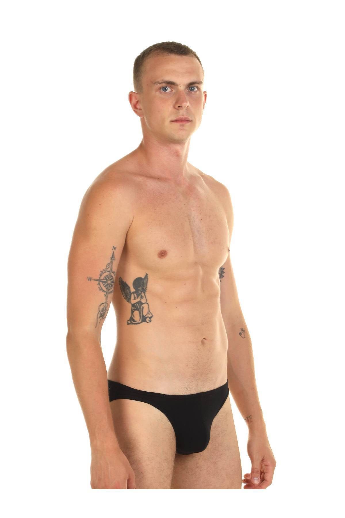 DonDon Underwear Erkek Likralı Pamuklu Siyah Premium Slip