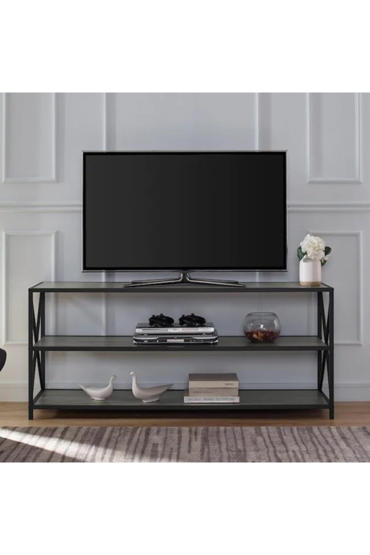 kraker Raflı Tv Unitesi Toz Boyalı Metalden Ve Yüksek Kaliteli Mdf