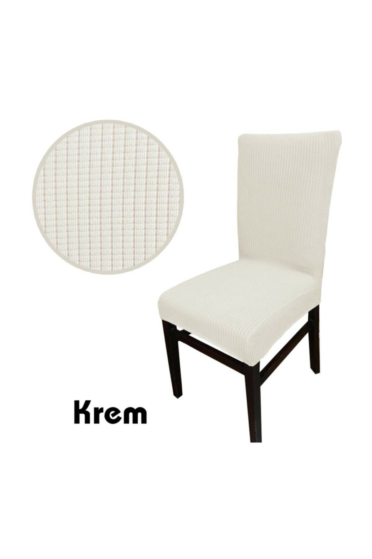 NeraHome Bambu 6 Lı Krem Sandalye Kılıfı