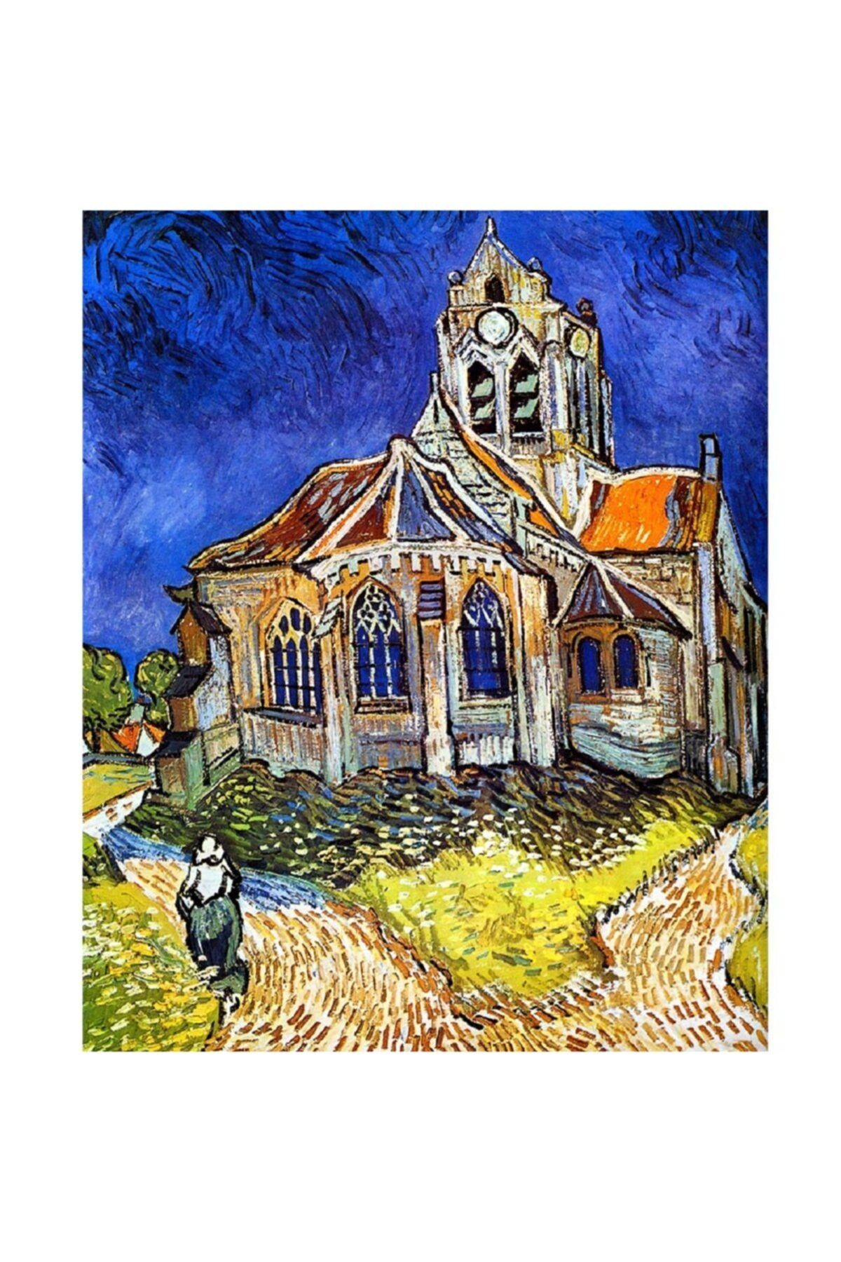 LİLYHOBBYLAND Sayılarla Boyama 50x65 cm Çerçeveli Tuval Van Gogh Auvers'deki Kilise