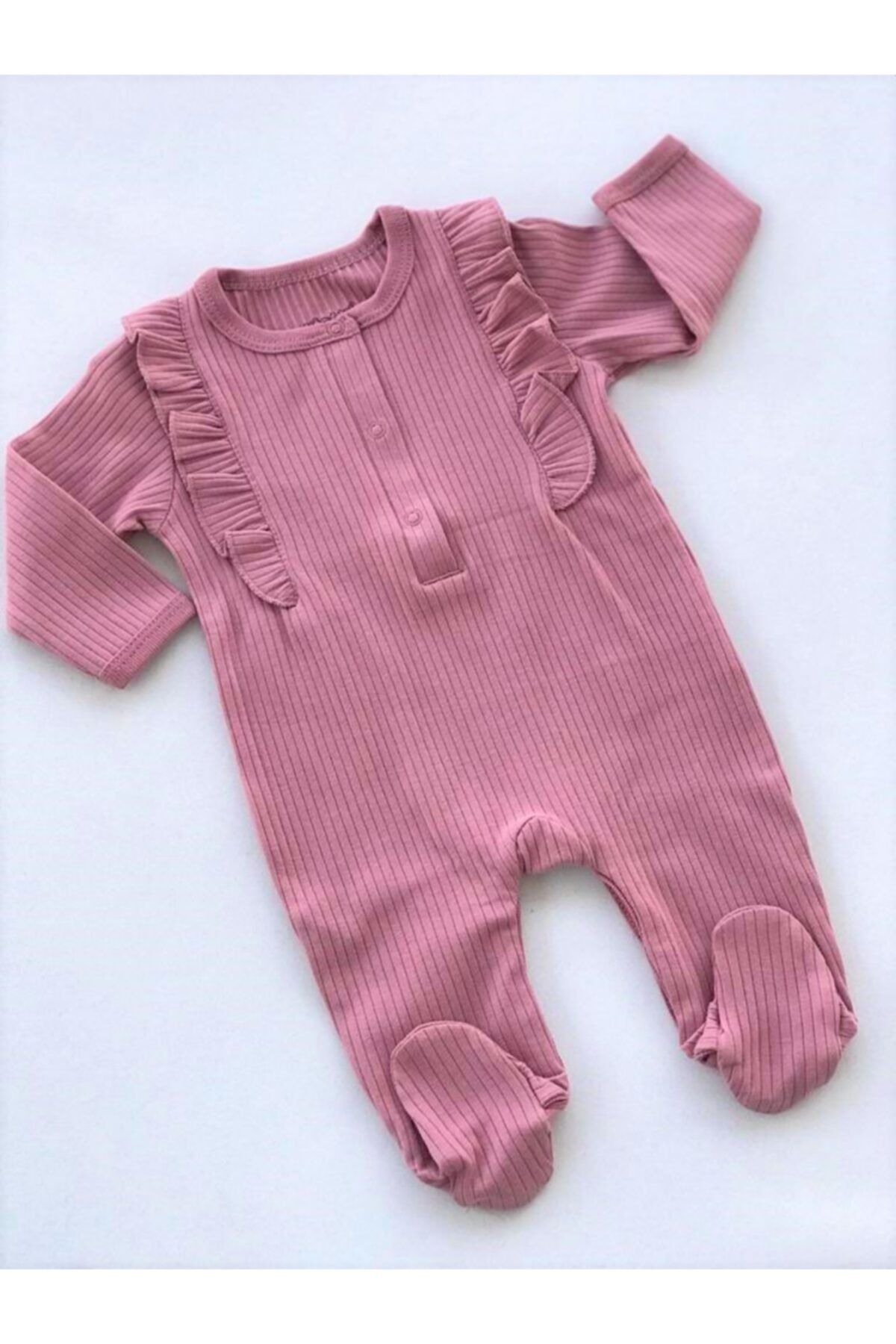 Kidaxi Baby Boss Fırfırlı Patikli Ribaba Tulum Koyu Pembe